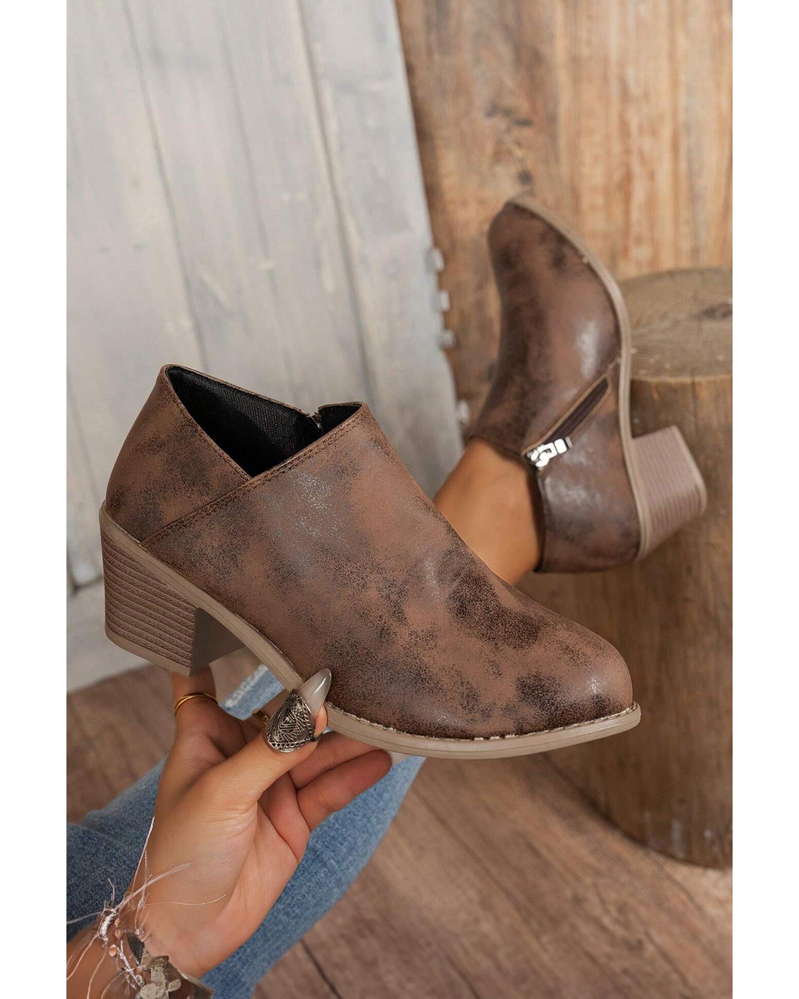 Coffee Tulip Opening Suede Ankle Boots - 37 EU 3