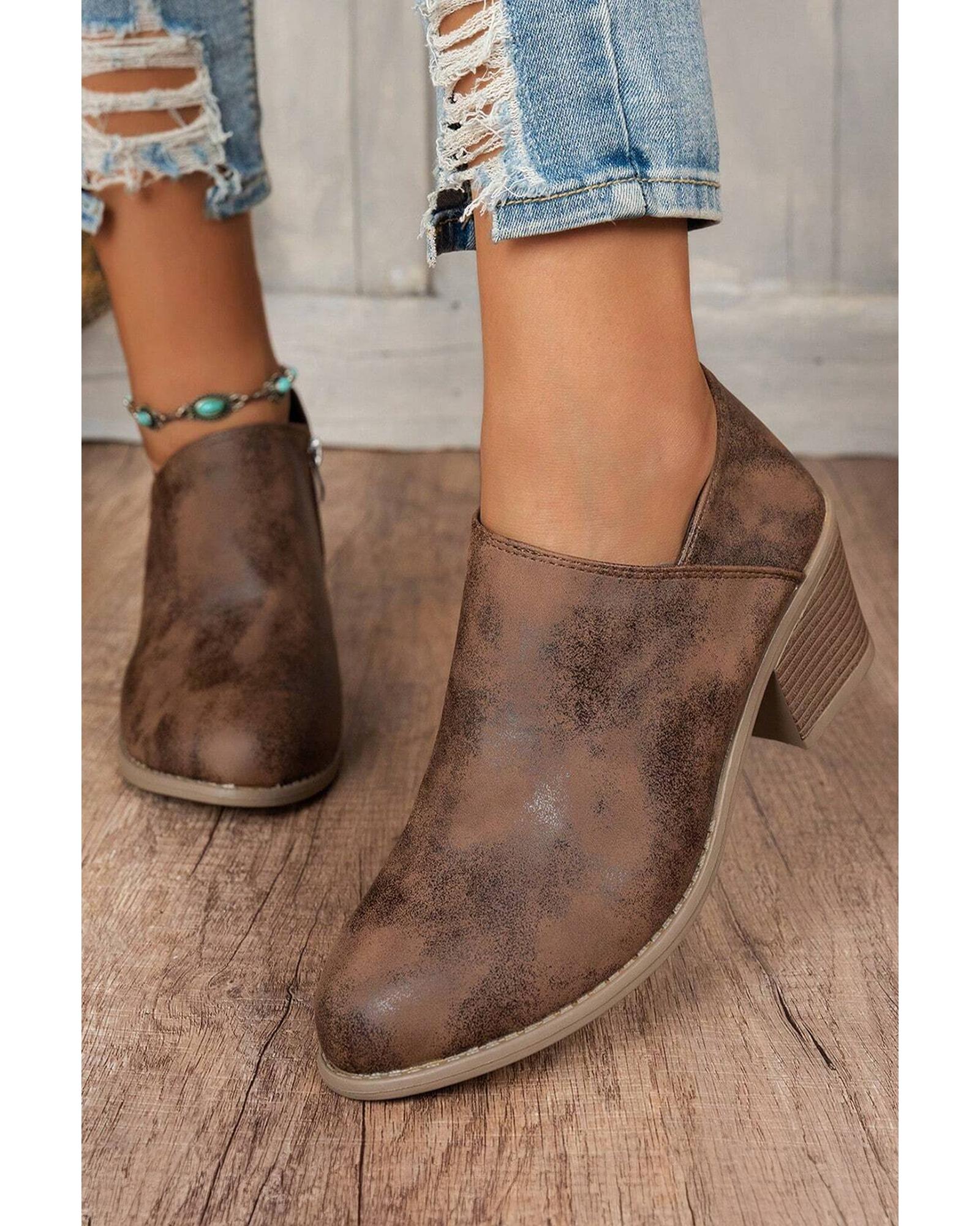 Coffee Tulip Opening Suede Ankle Boots - 41 EU