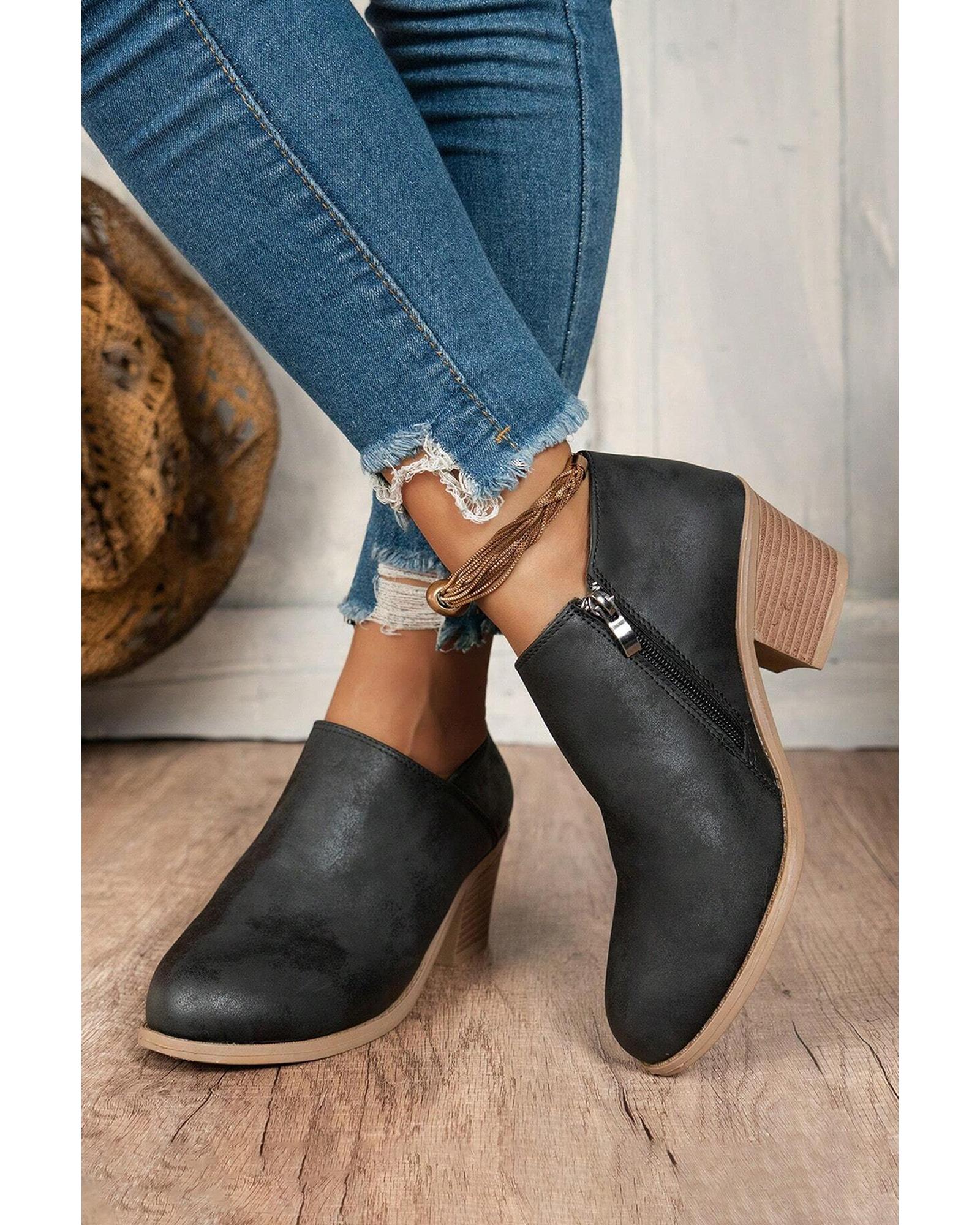Black Tulip Opening Suede Ankle Boots - 41 EU 4