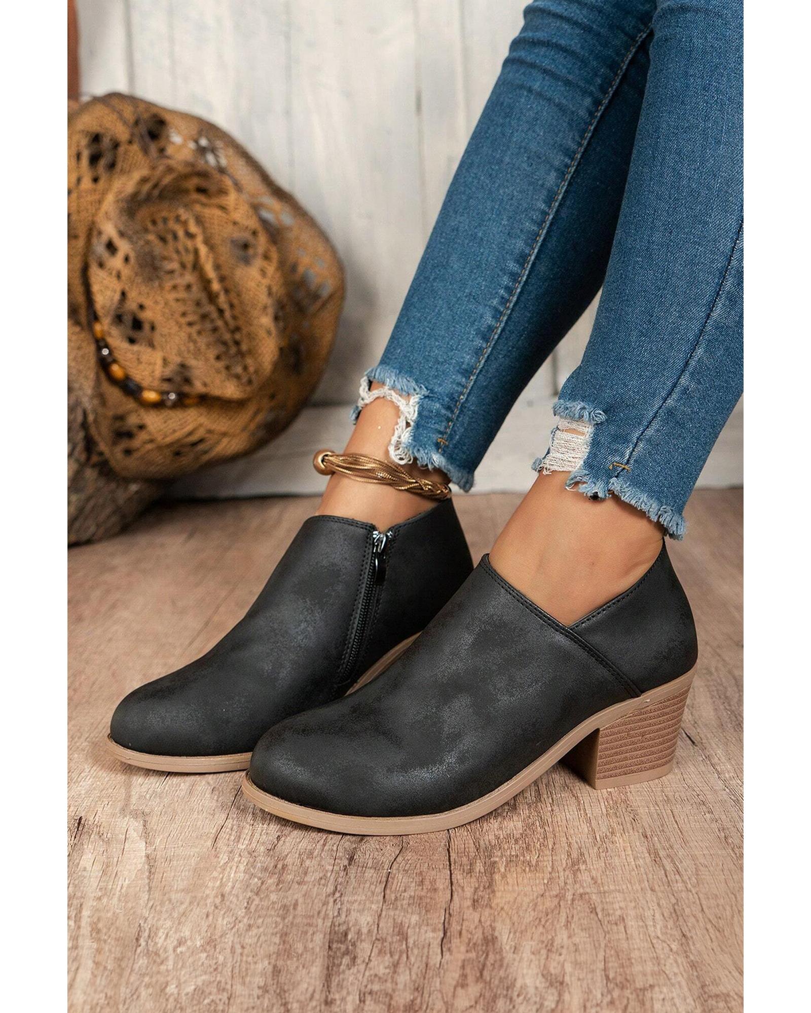 Black Tulip Opening Suede Ankle Boots - 42 EU