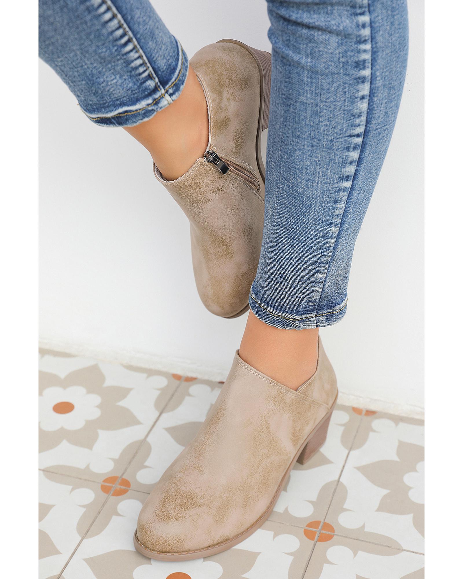 Philippine Gray Tulip Opening Suede Ankle Boots - 37 EU