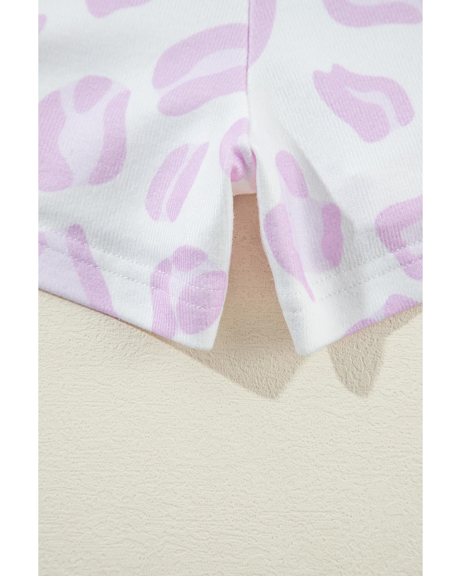 Pink Leopard Animal Print Pullover and Shorts Loungewear - L 5