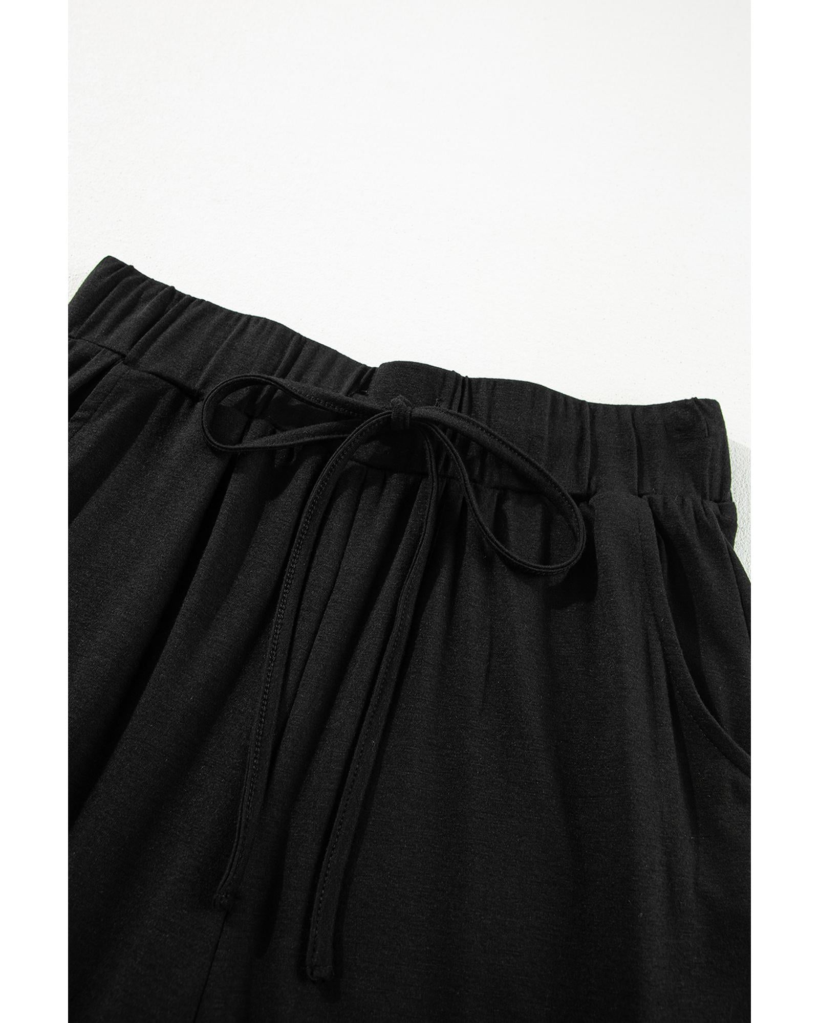 Black Split Long Cardigan and Skinny Pants Lounge Set - M