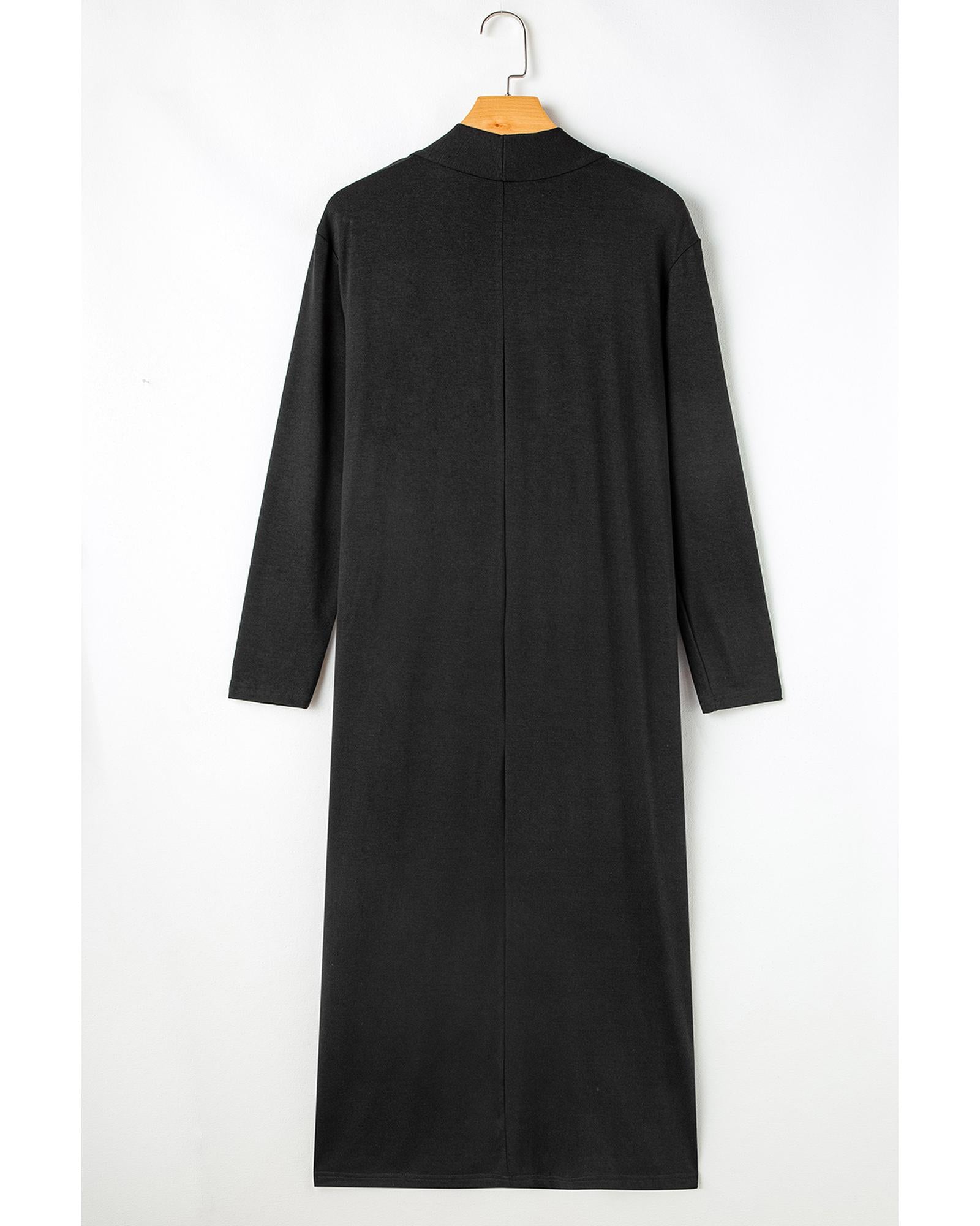 Black Split Long Cardigan and Skinny Pants Lounge Set - XL 6