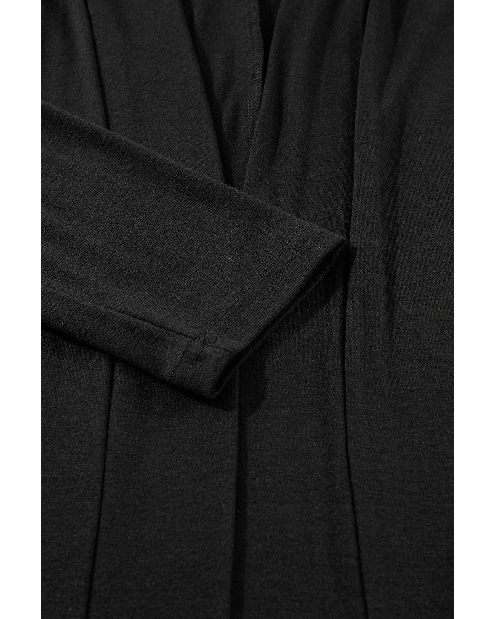Black Split Long Cardigan and Skinny Pants Lounge Set - XL 7