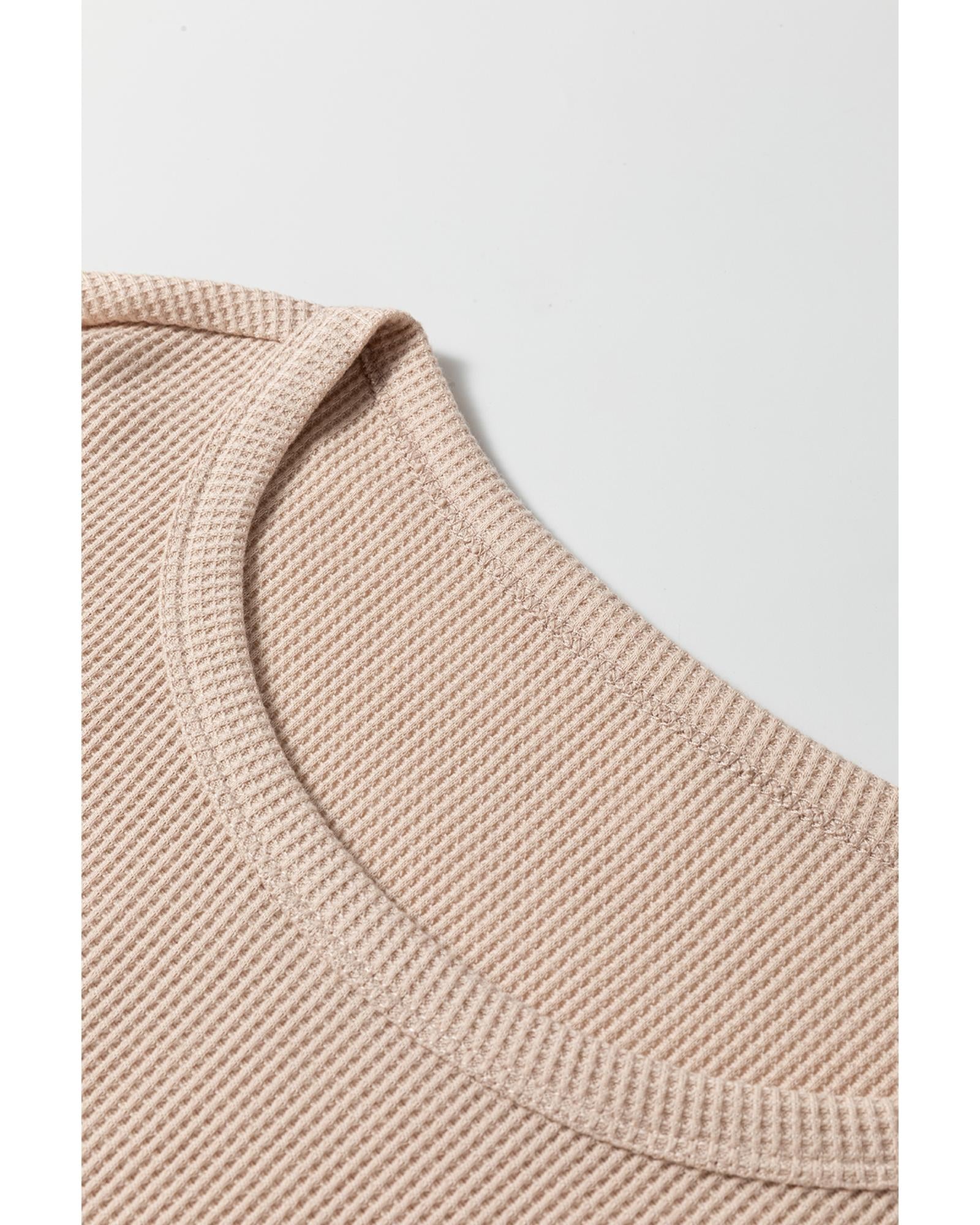 Parchment Textured Long Sleeve T Shirt and Pants Lounge Set - M 7