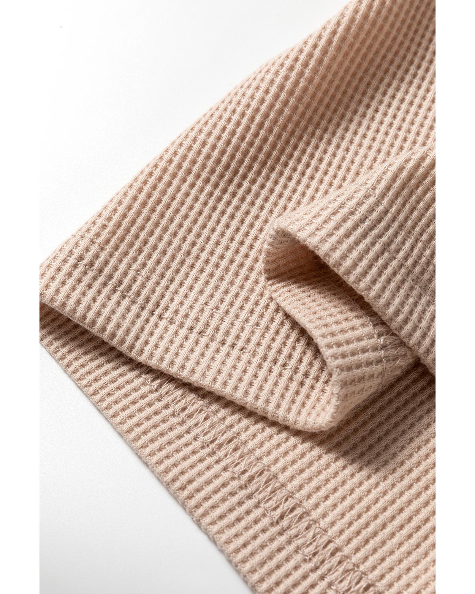 Parchment Textured Long Sleeve T Shirt and Pants Lounge Set - S 6