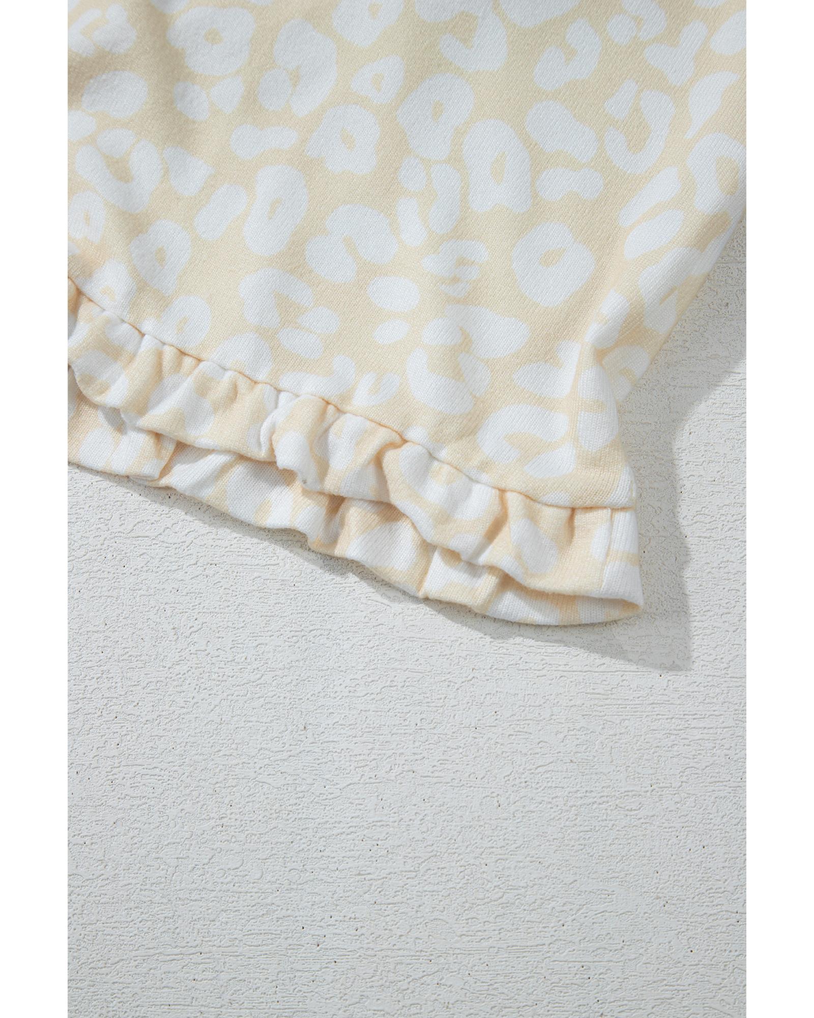 White Cheetah Print Two Piece Loose Fit Cozy Loungewear - L 5