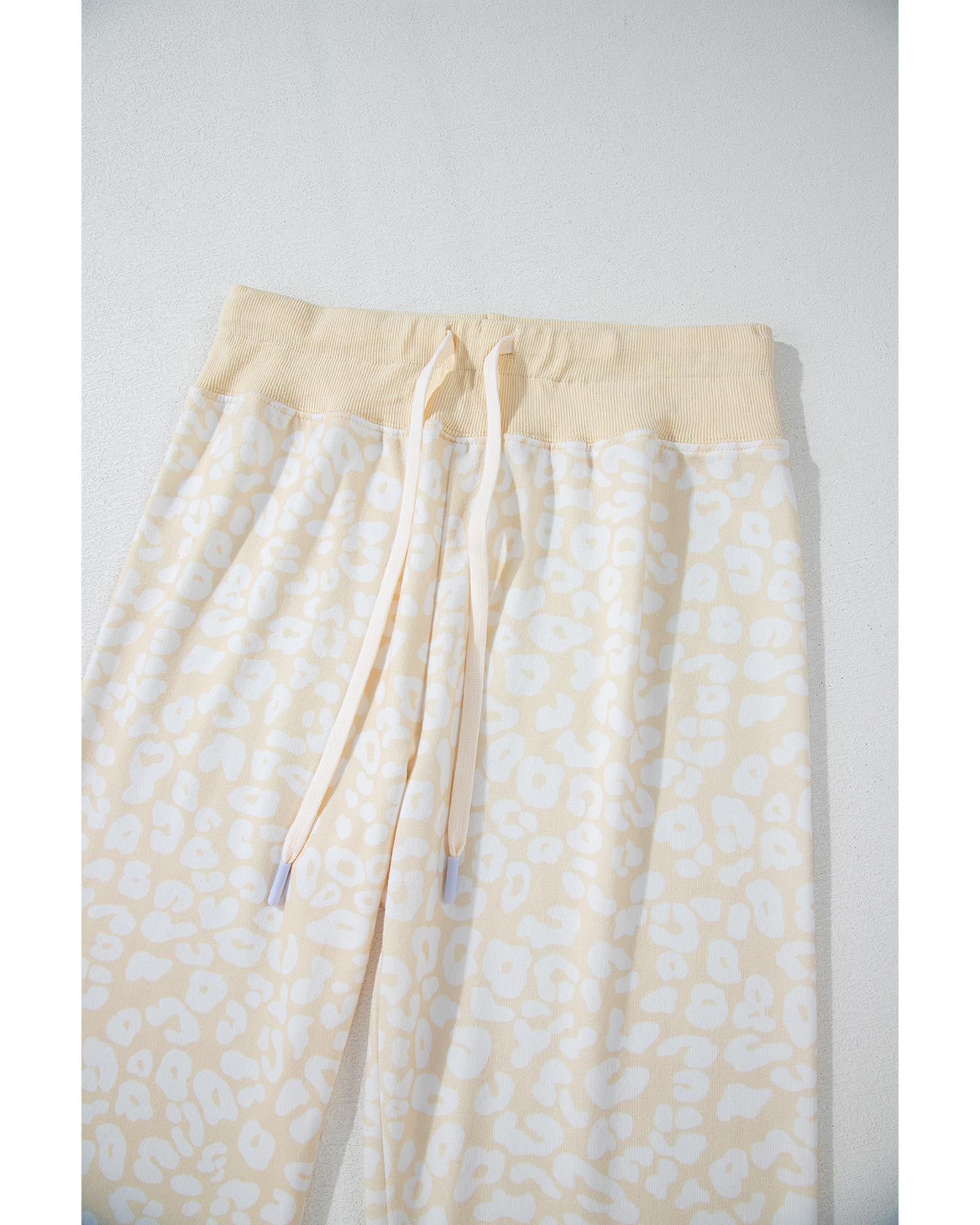 White Cheetah Print Two Piece Loose Fit Cozy Loungewear - XL 8