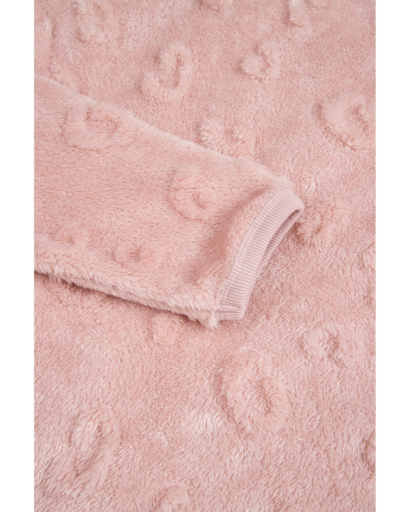 Lavendula Textured Leopard Fleece Loose Two Piece Lounge Set - L 4