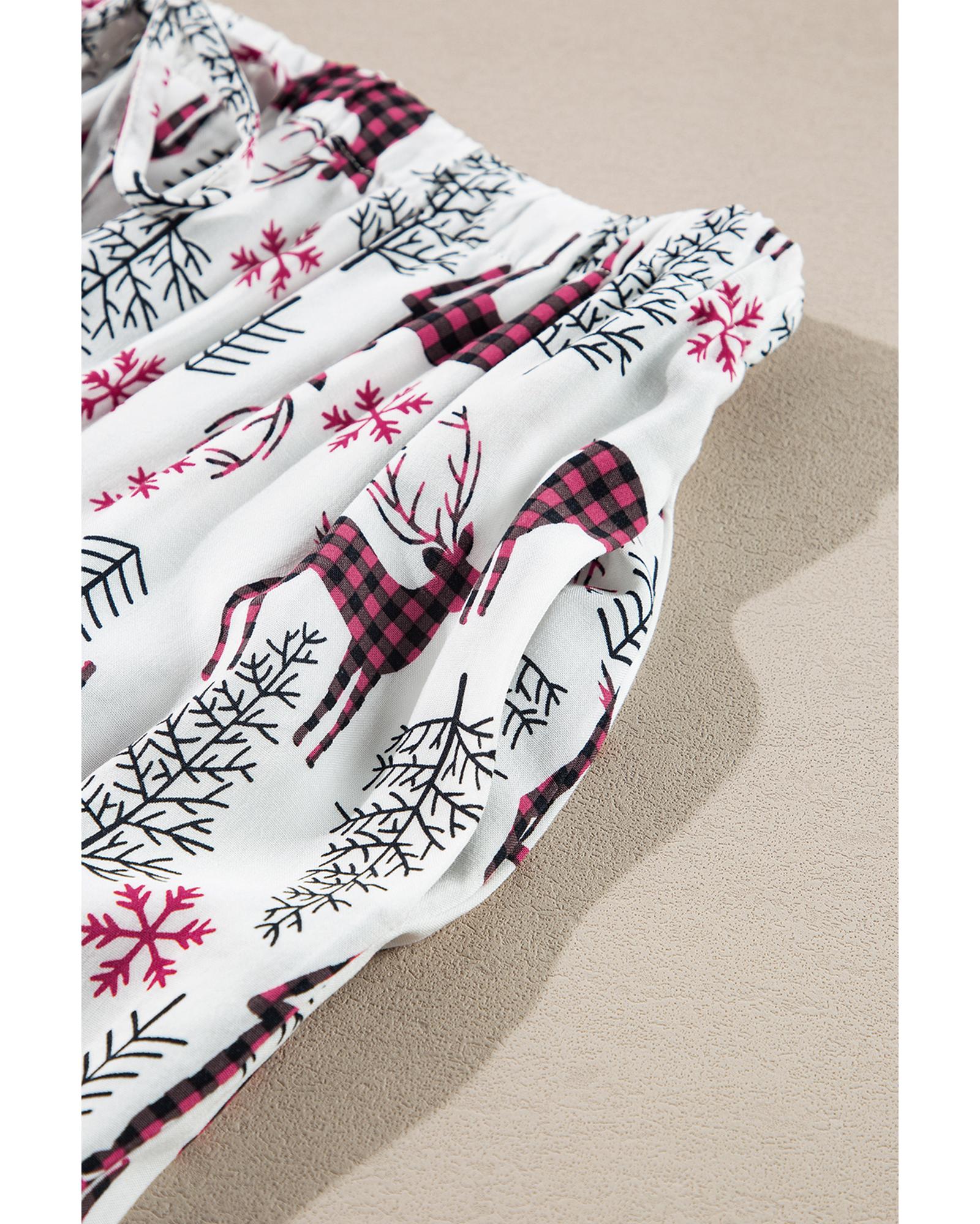 White Christmas Printed Shirt and Pants Pajama Set - S 6