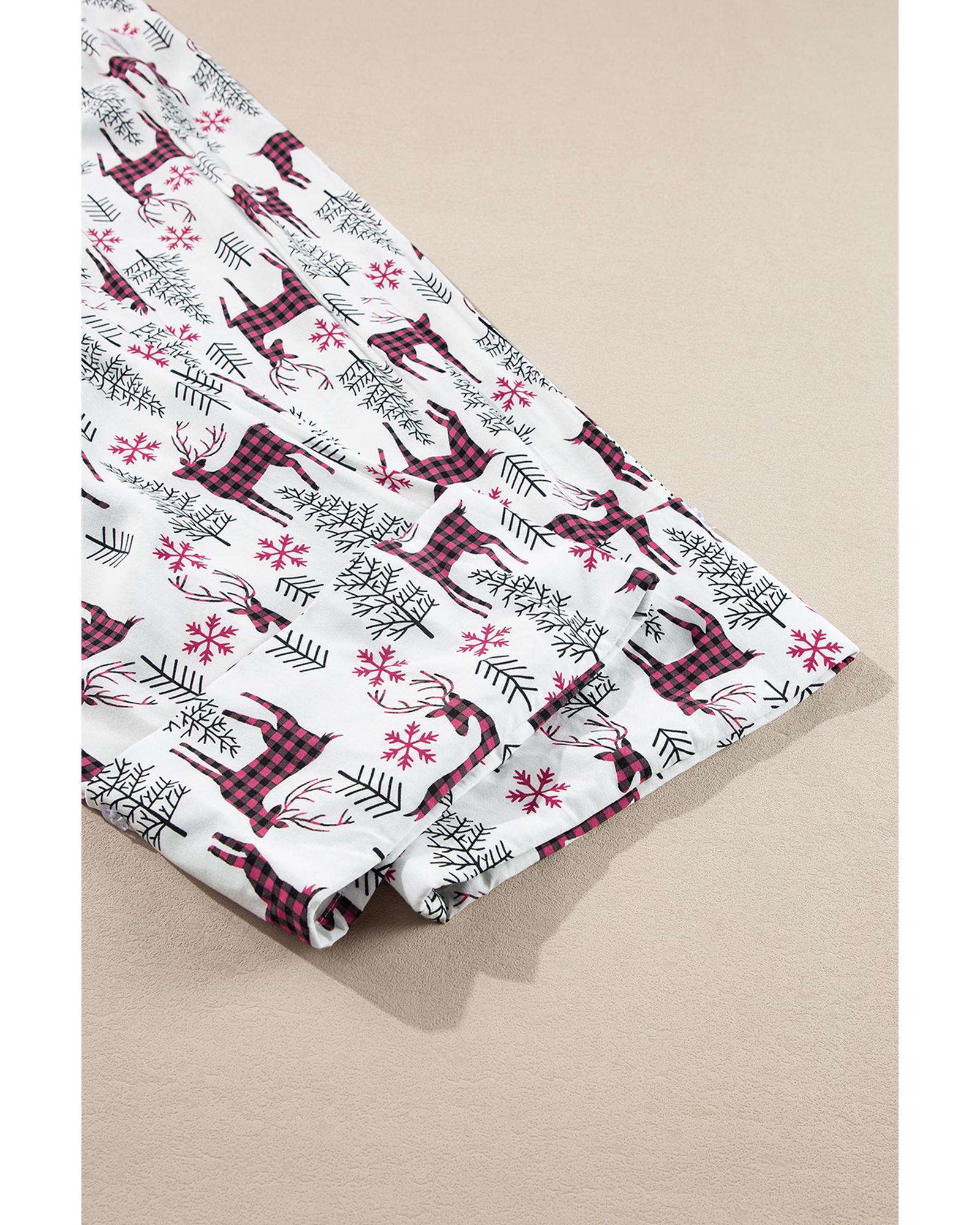 White Christmas Printed Shirt and Pants Pajama Set - XL 7