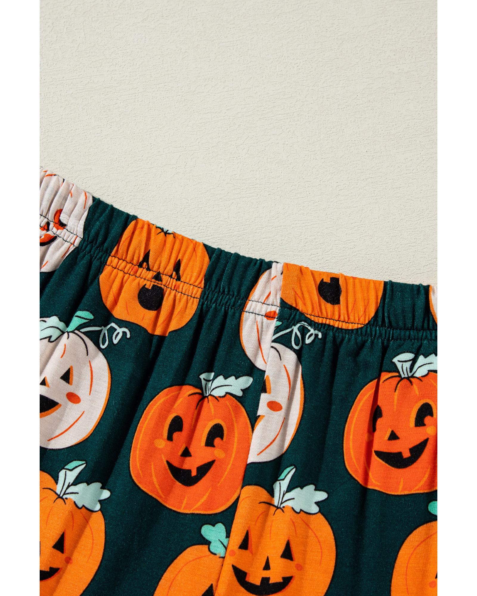 Orange Halloween Pattern Short Sleeve Shirt Pajama Set - L 6