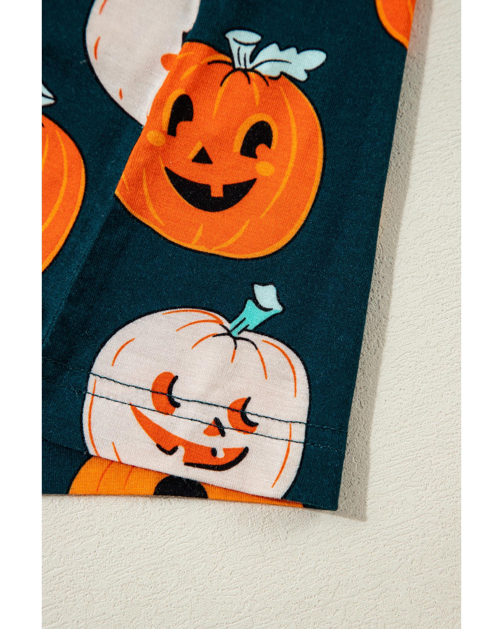 Orange Halloween Pattern Short Sleeve Shirt Pajama Set - M 4