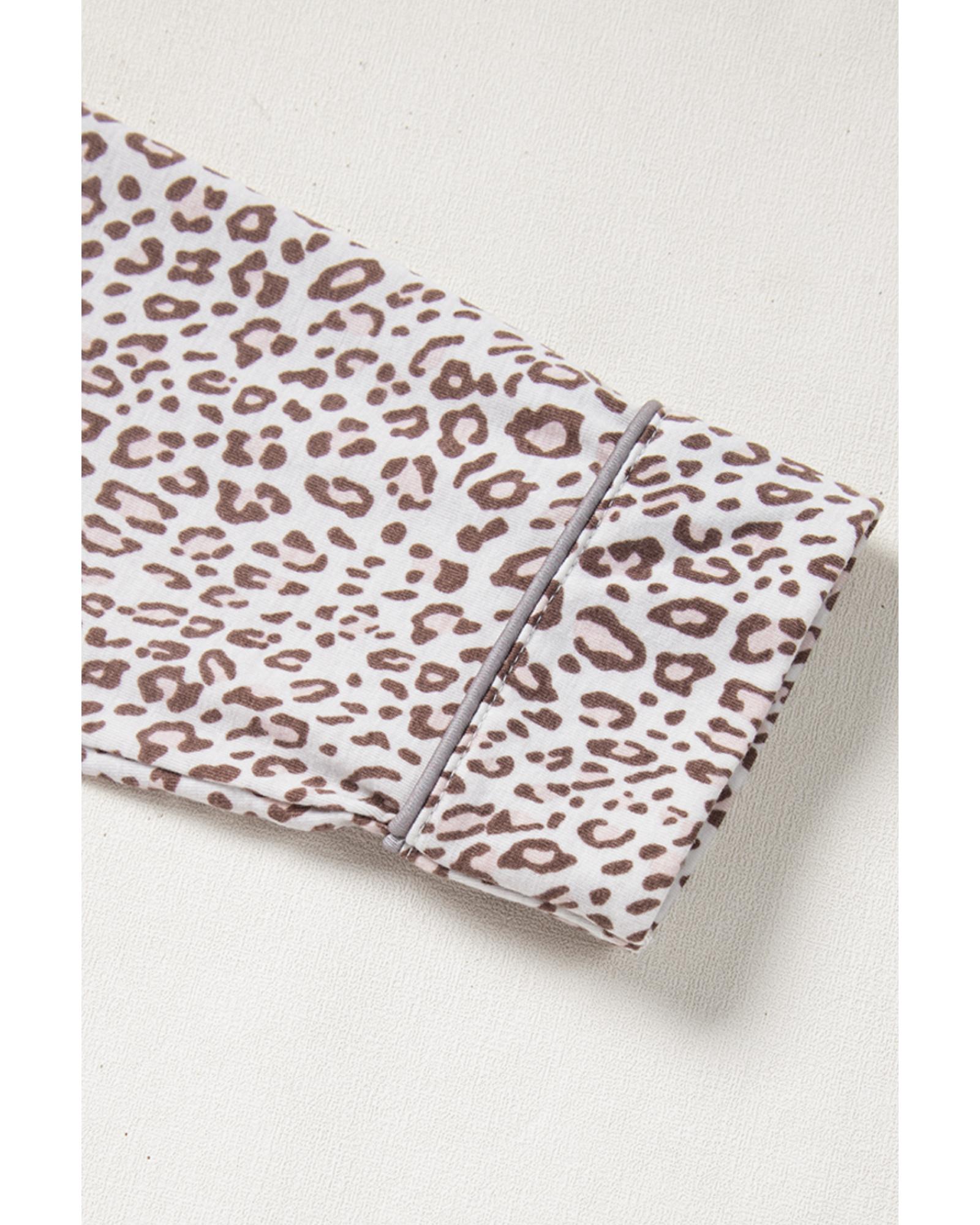 White Leopard Print Long Sleeve and Pants Pajamas Set - S 8