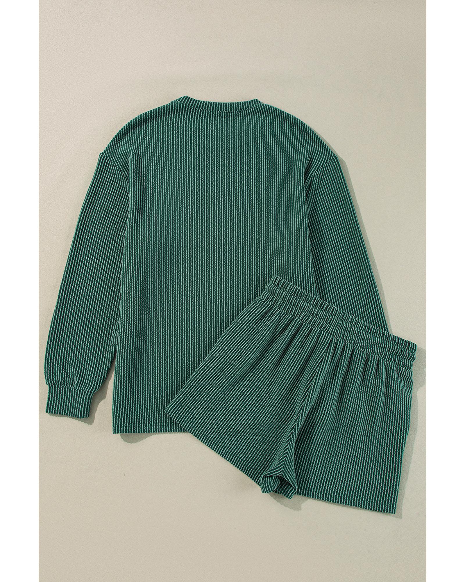 Evergreen Corded MERRY Graphic Long Sleeve Top and Shorts Set - L 7