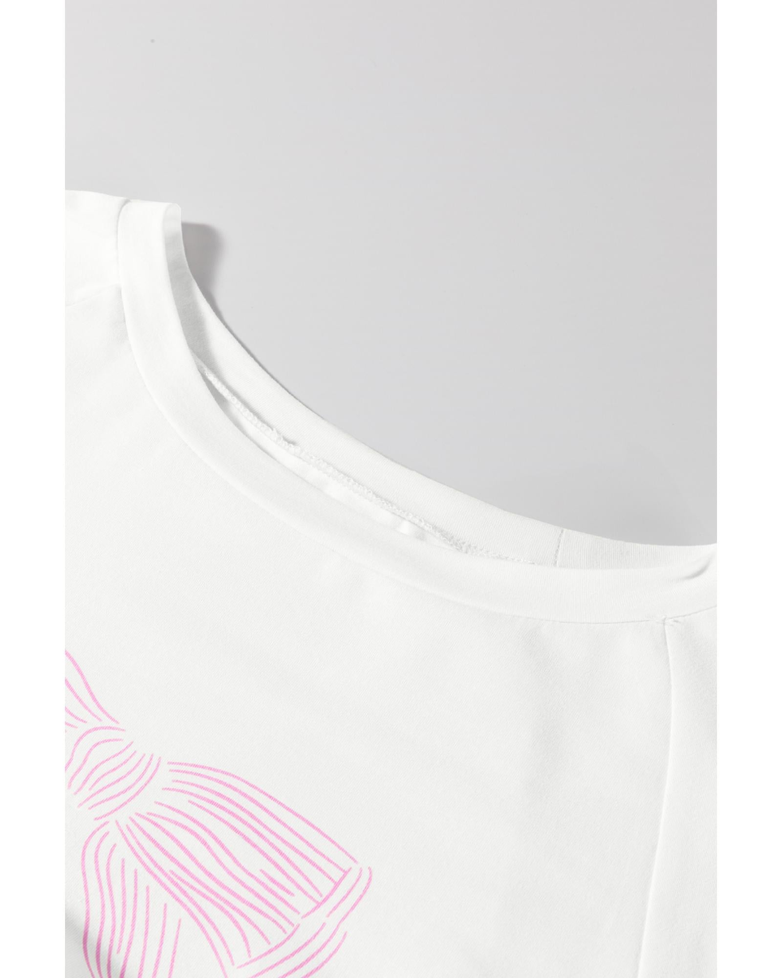 Pink Bow Knot Print Loose Fit Two Piece Casual Lounge Set - L 7