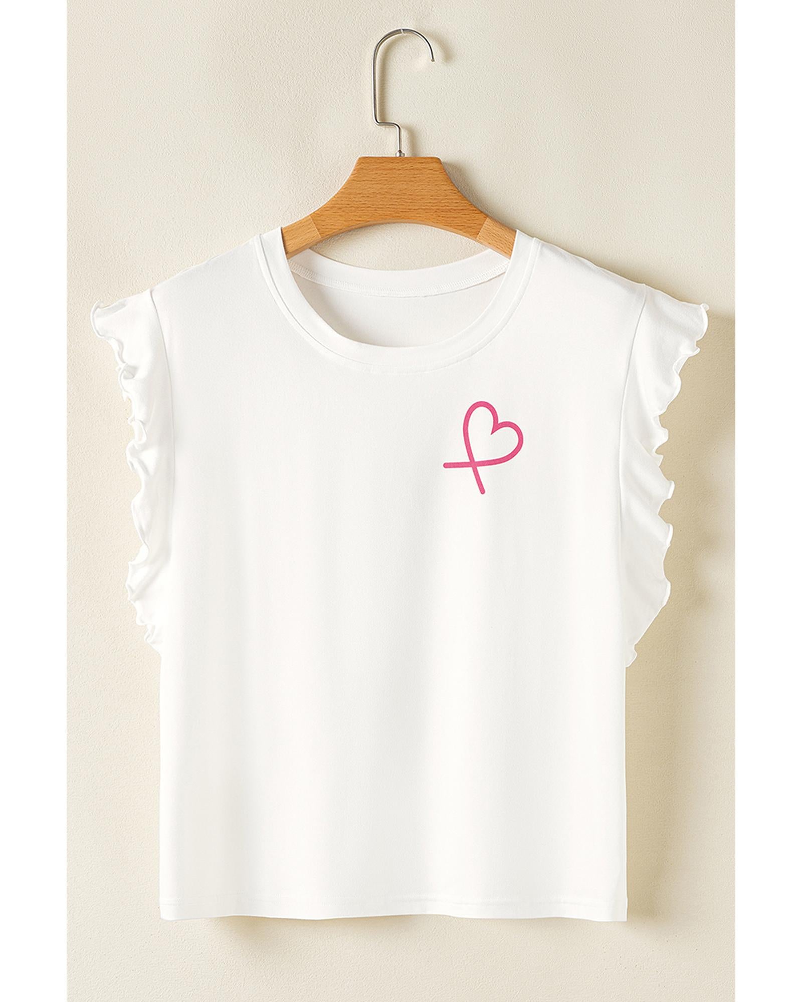 Pink Ruffled Tank Top And Heart Print Pants Lounge Set - L 4