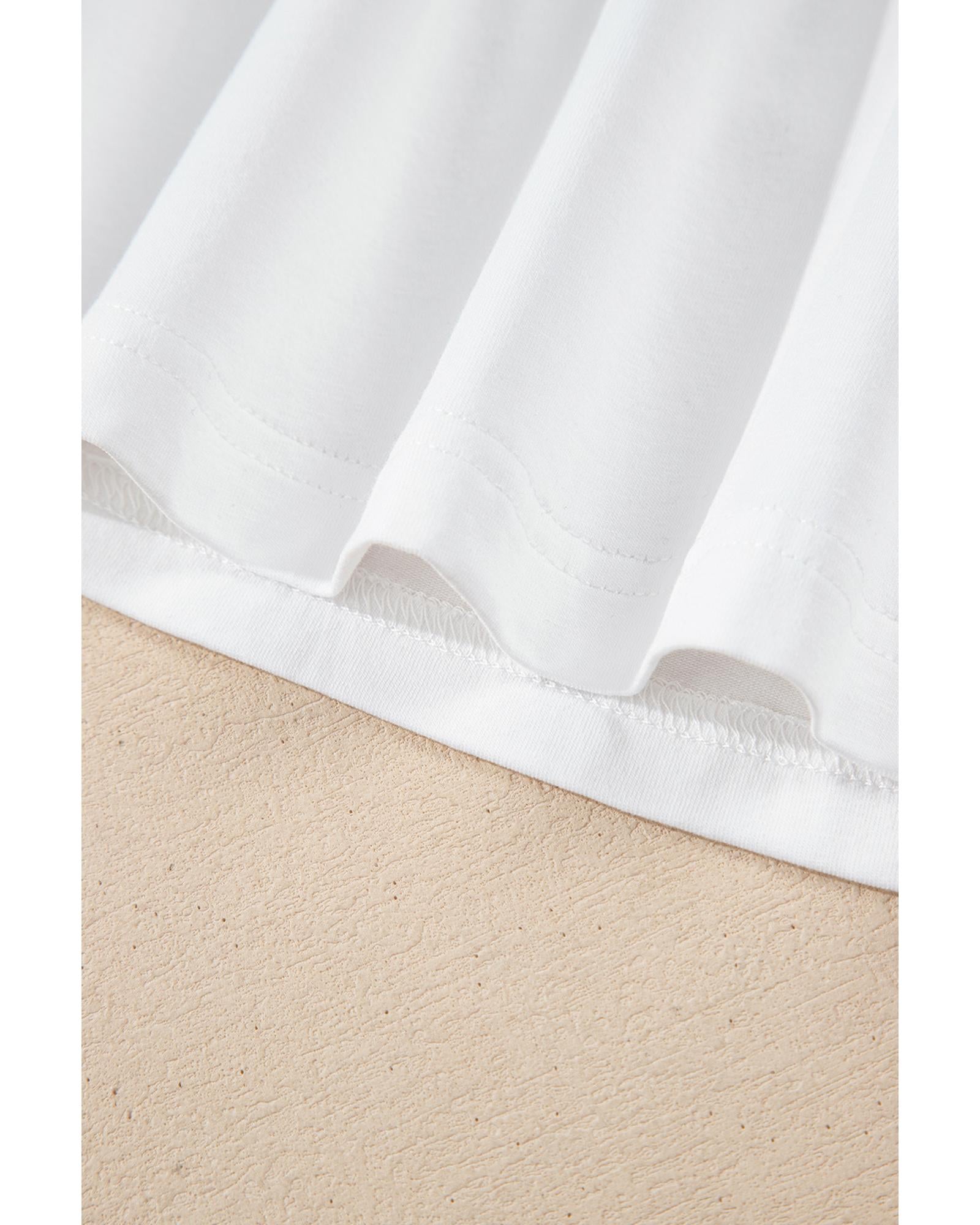 White MAMA Printed Tee and Plaid Shorts Lounge Set - S 6