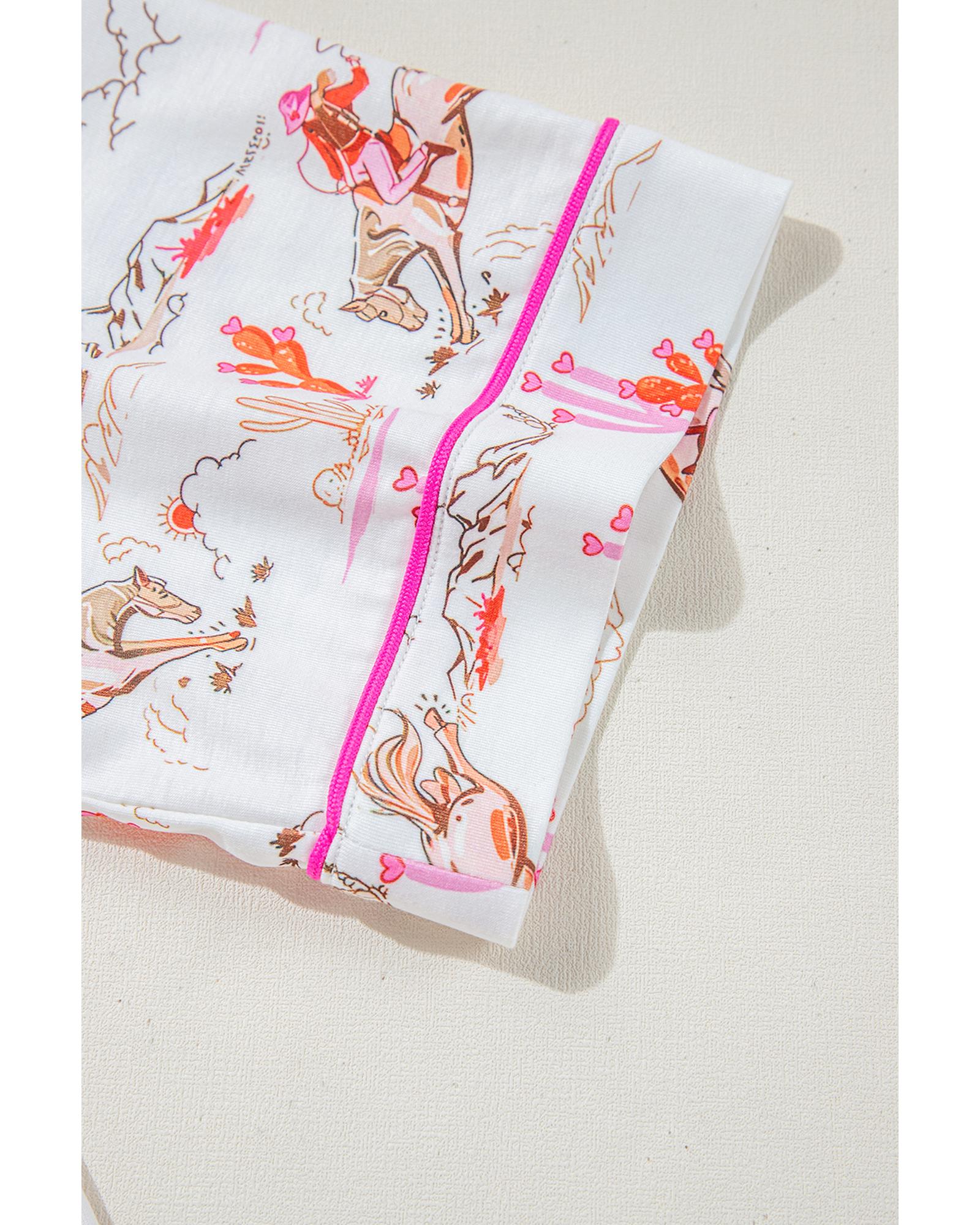 White Cowgirl Country Print Pajamas Set - S 6