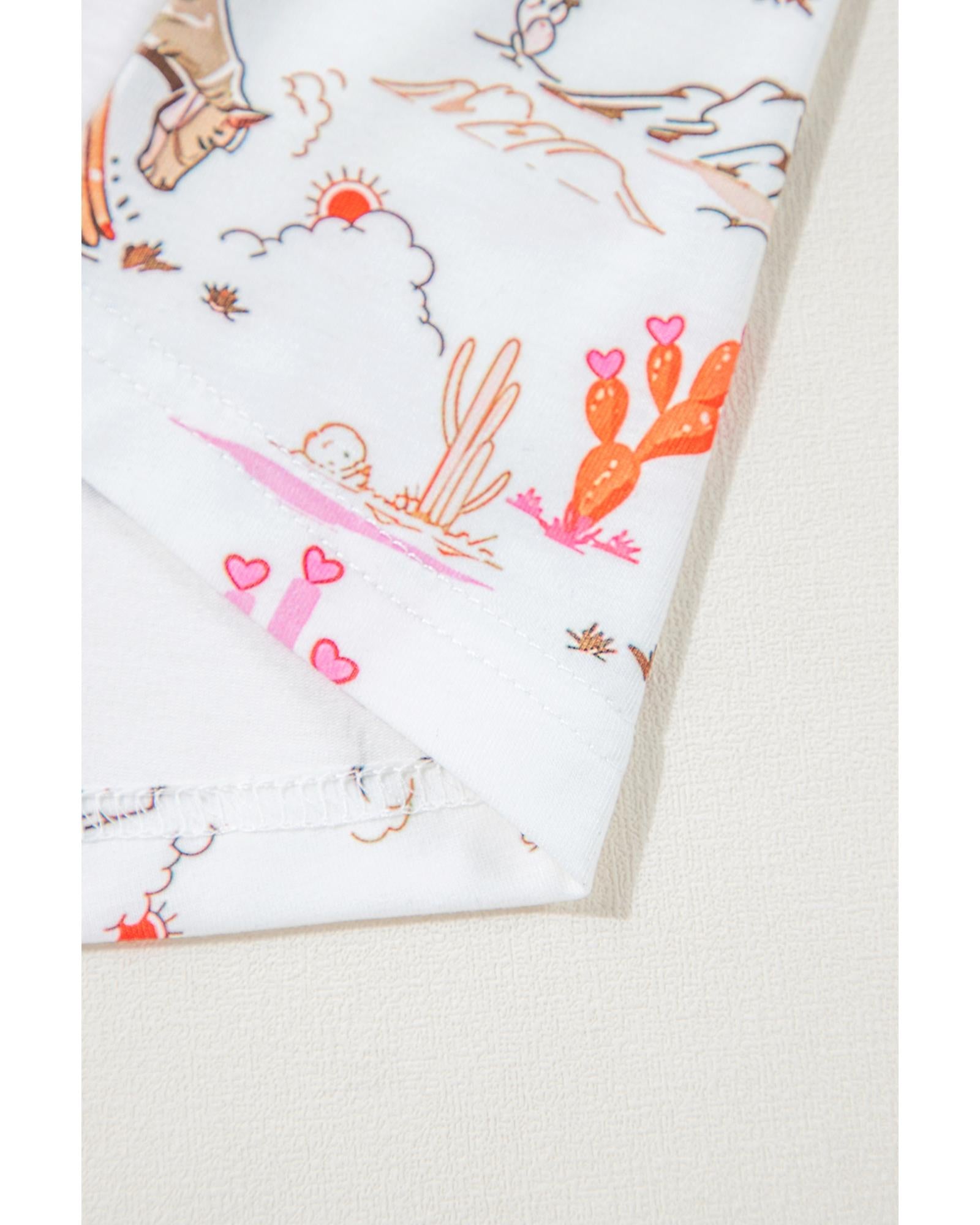 White Cowgirl Country Print Pajamas Set - S 7