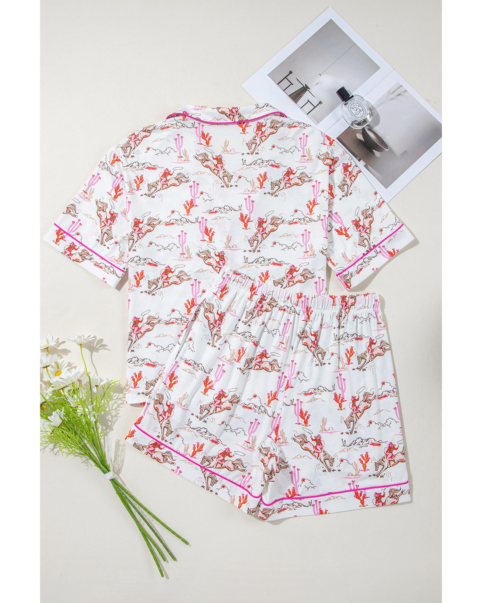 White Cowgirl Country Print Pajamas Set - XL 8