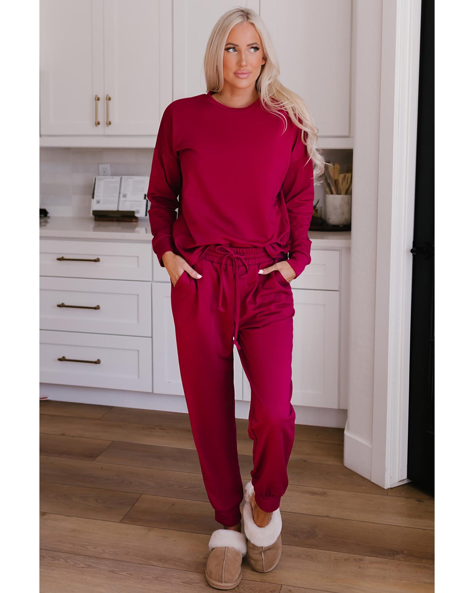 Long Sleeve Pullover and Jogger Pants Lounge Set - XL