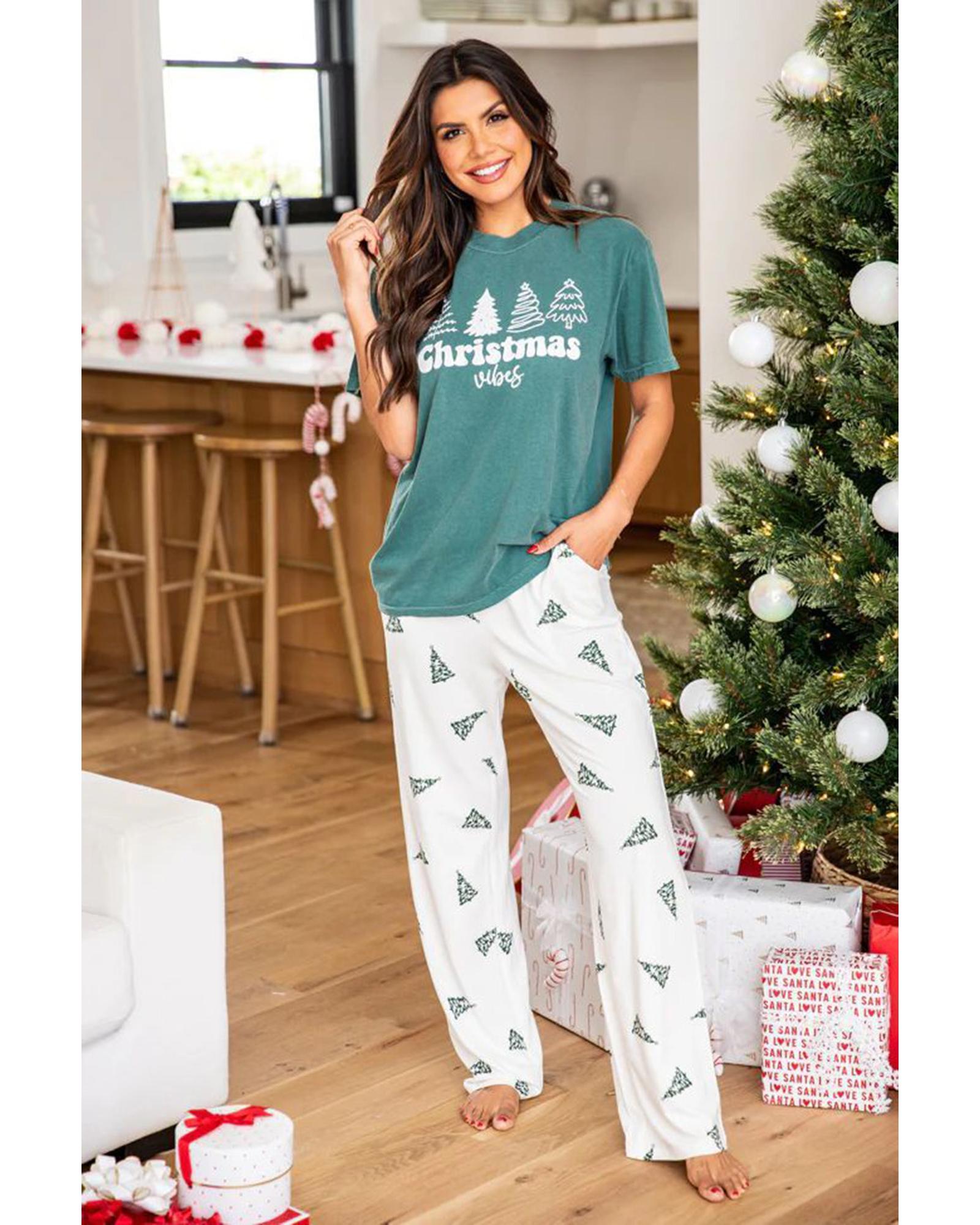 Skobeloff Christmas Tree Print Tee and Pants Lounge Set - L 5