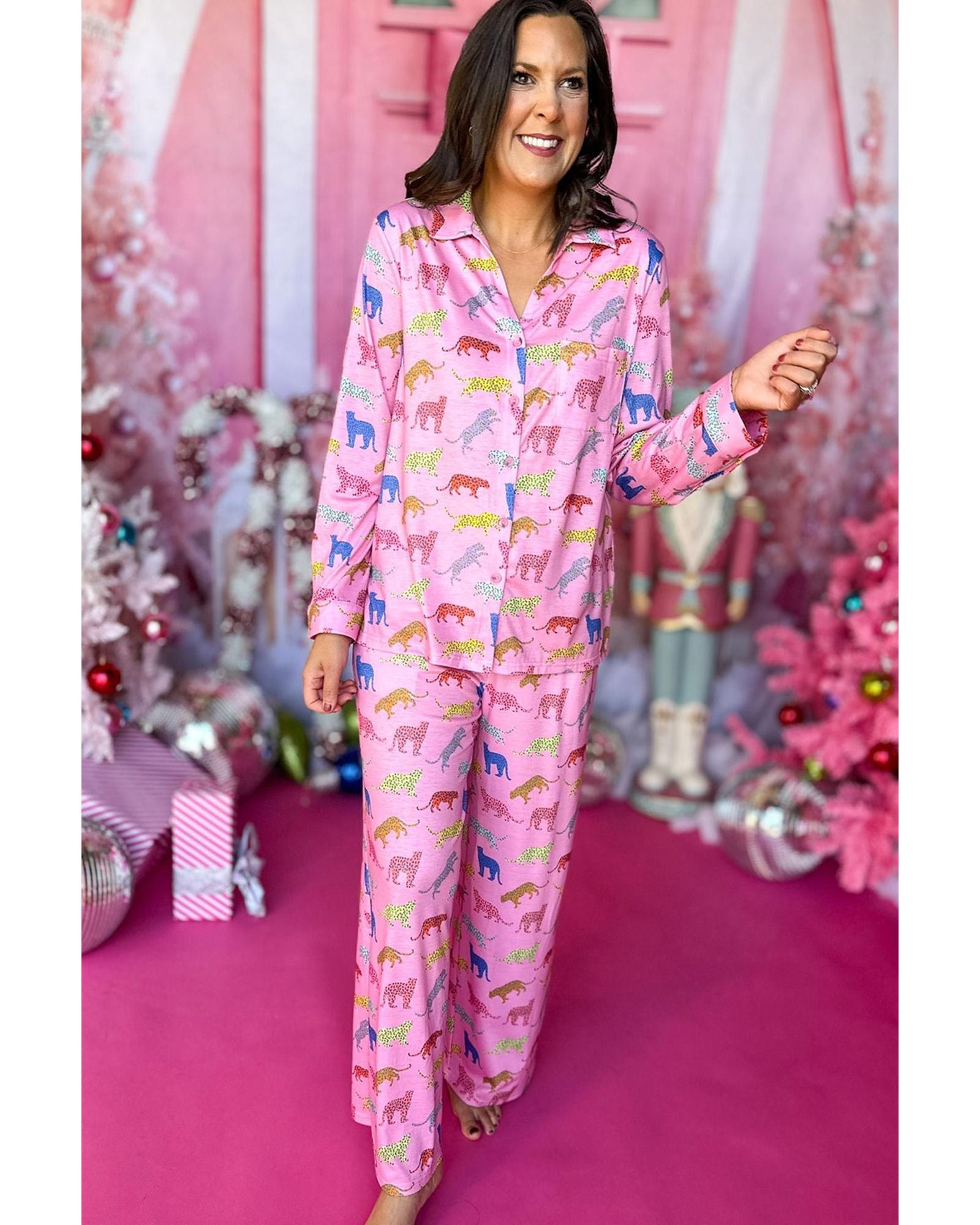 Pink Cheetah Print Shirt and Pants Pajama Set - XL 3