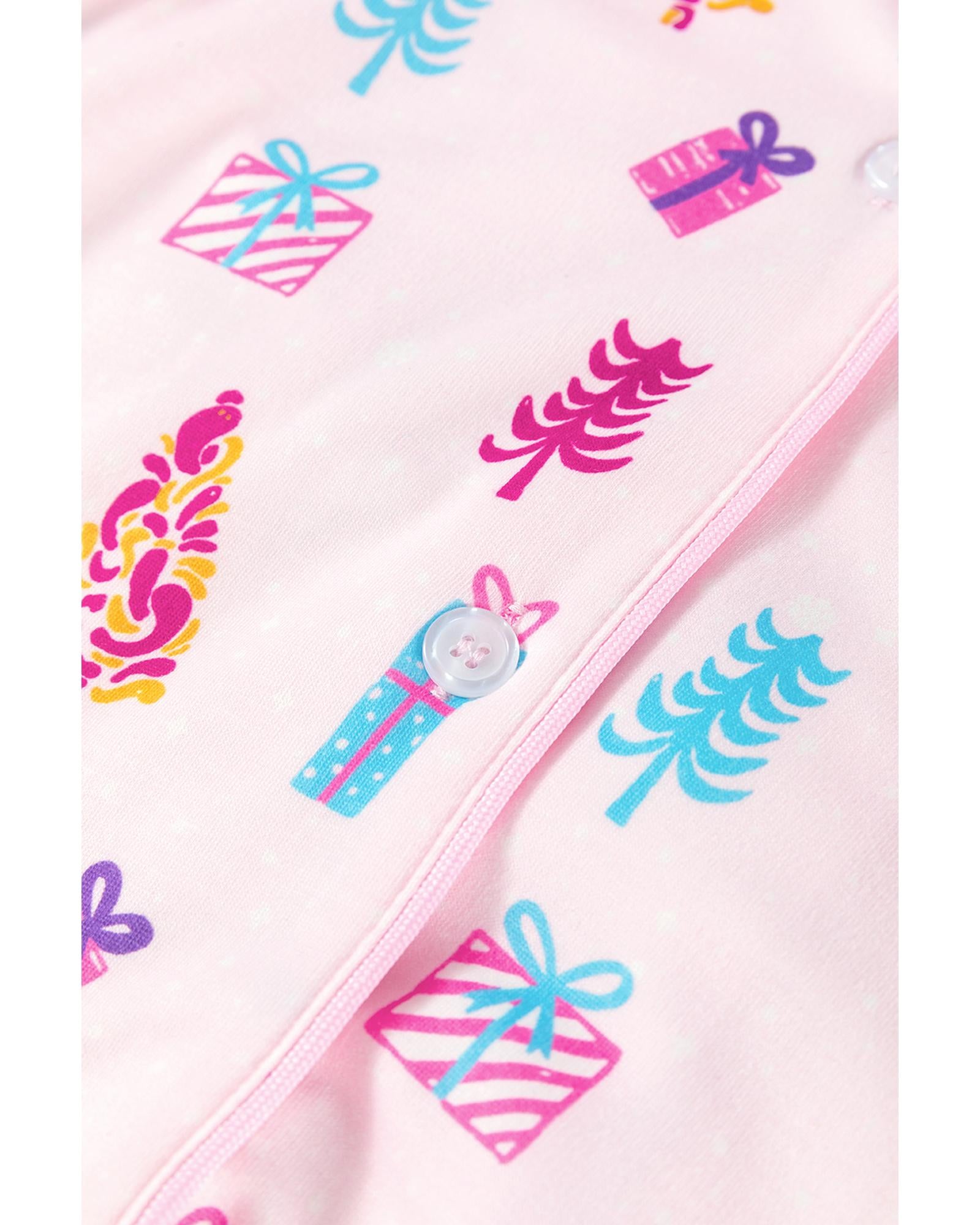 Pink Christmas Twinkle Tree Print Shirt Sleep Dress - XL 6