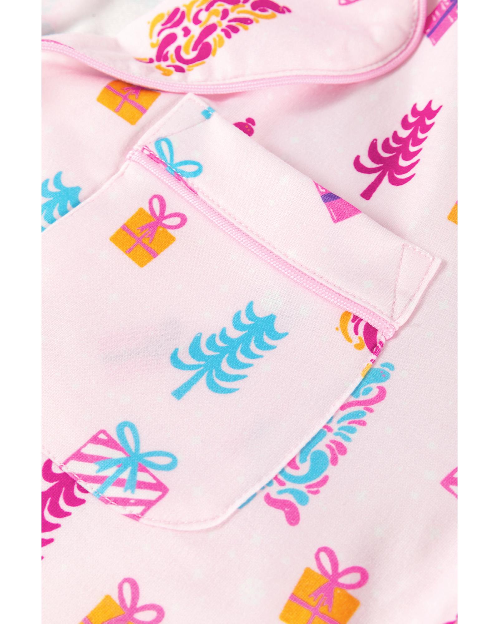 Pink Christmas Twinkle Tree Print Shirt Sleep Dress - XL 7