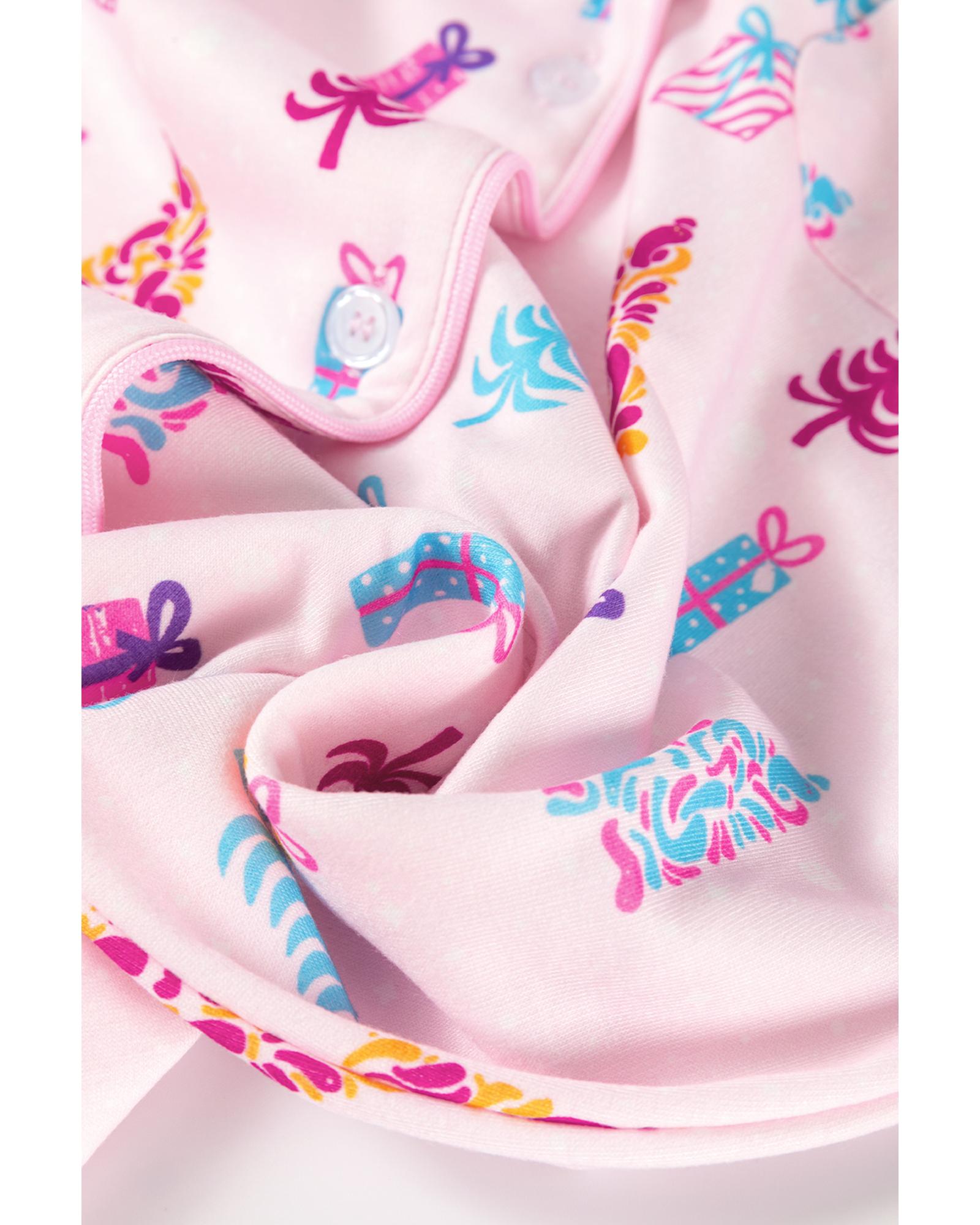 Pink Christmas Twinkle Tree Print Shirt Sleep Dress - XL 8