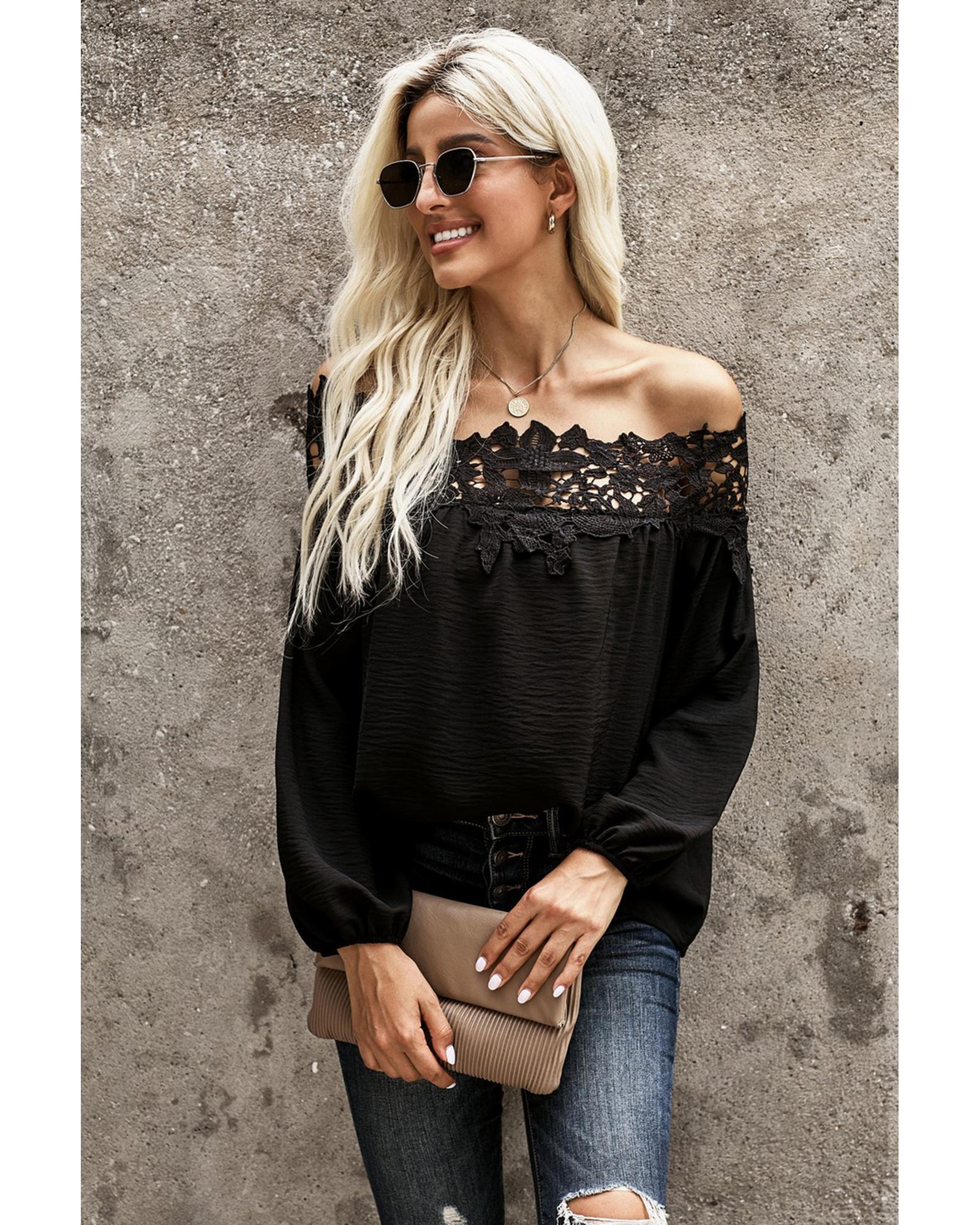 Azura Exchange Lace Off The Shoulder Top - S 3