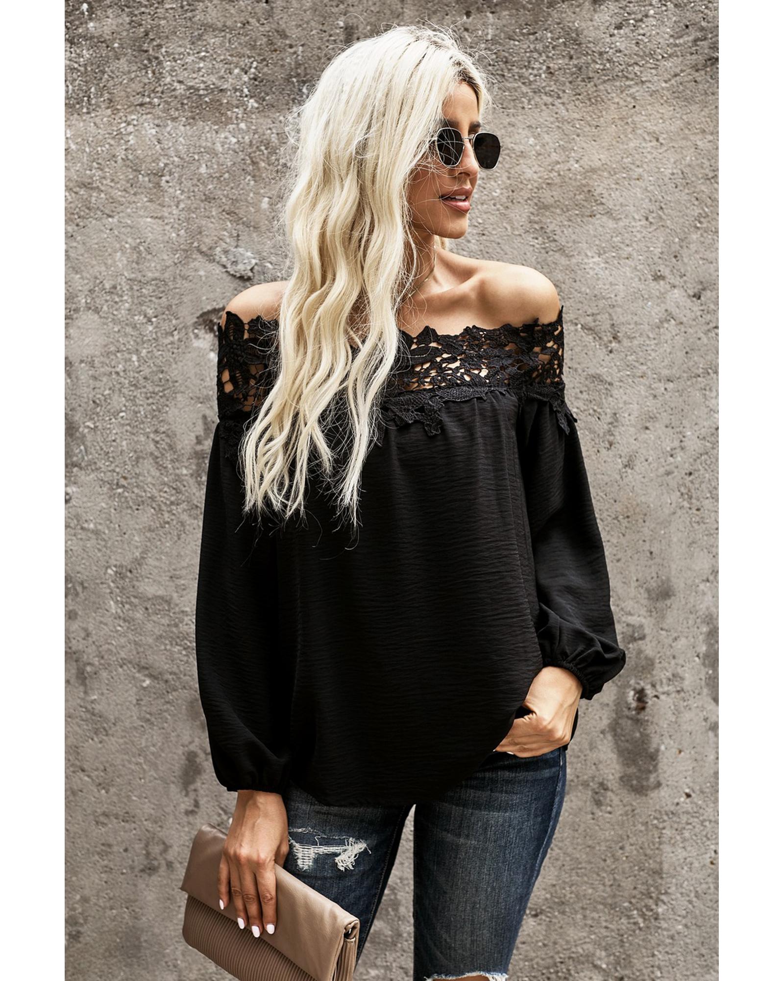 Azura Exchange Lace Off The Shoulder Top - S 4