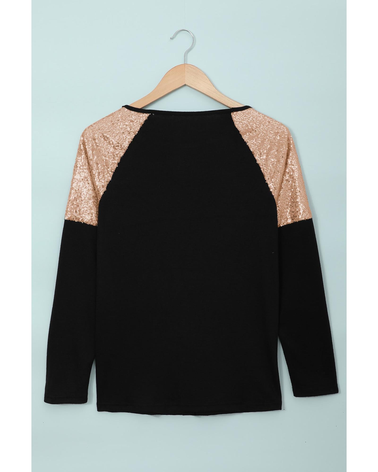 Azura Exchange Sequin Shoulder Long Sleeve Top - S 4