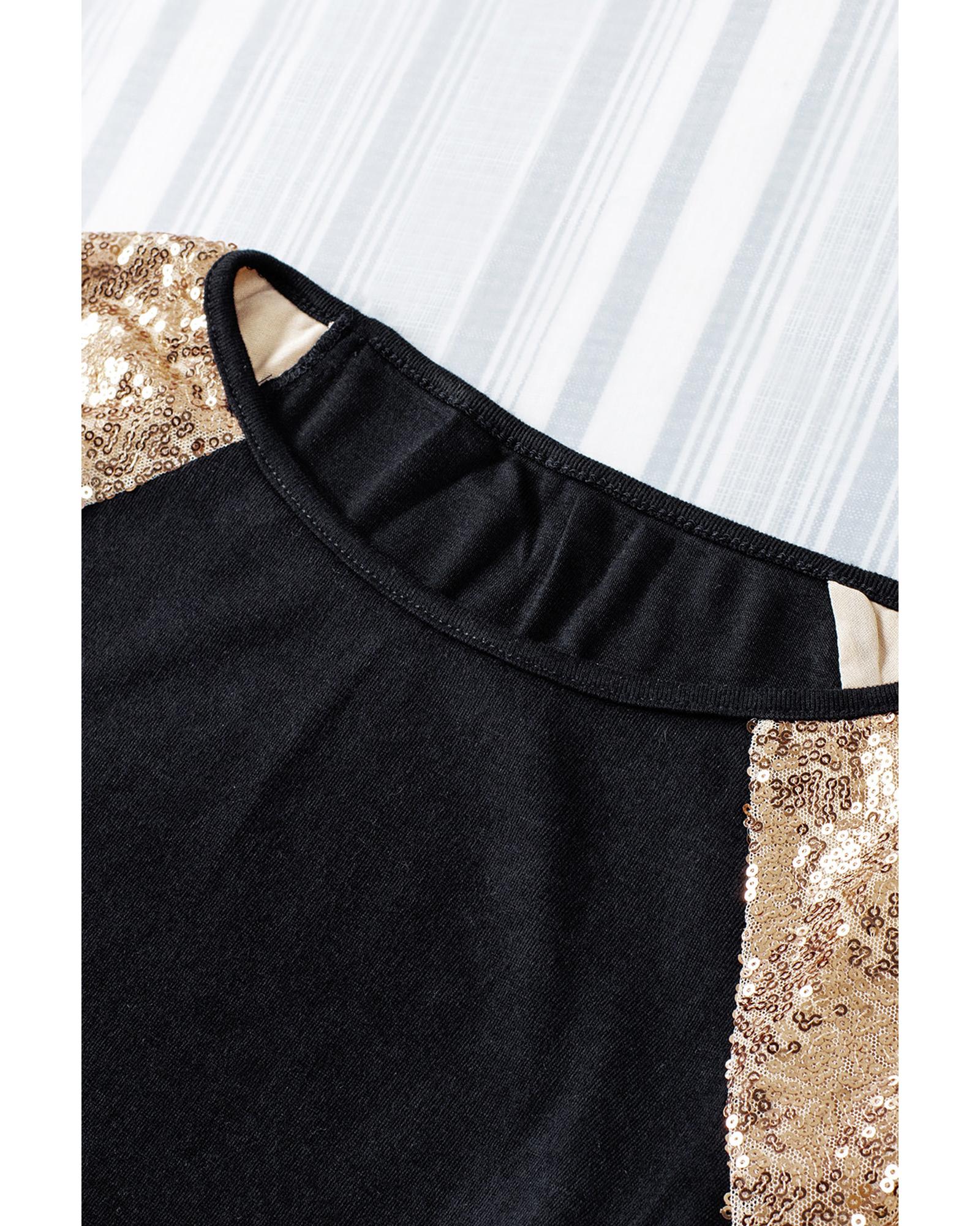 Azura Exchange Sequin Shoulder Long Sleeve Top - S 6