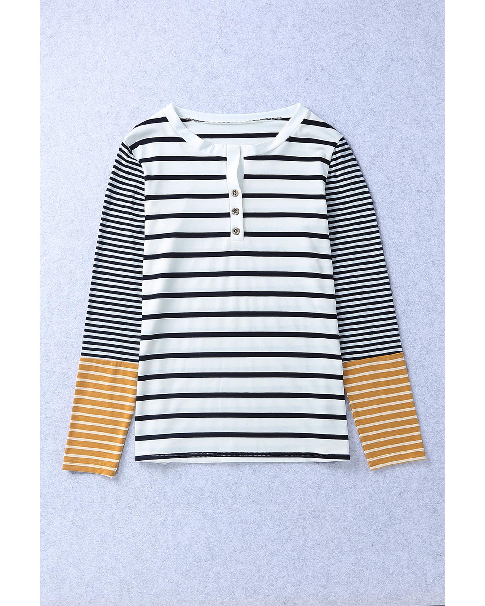 Azura Exchange Stripe Button Henley Top - 2XL 3