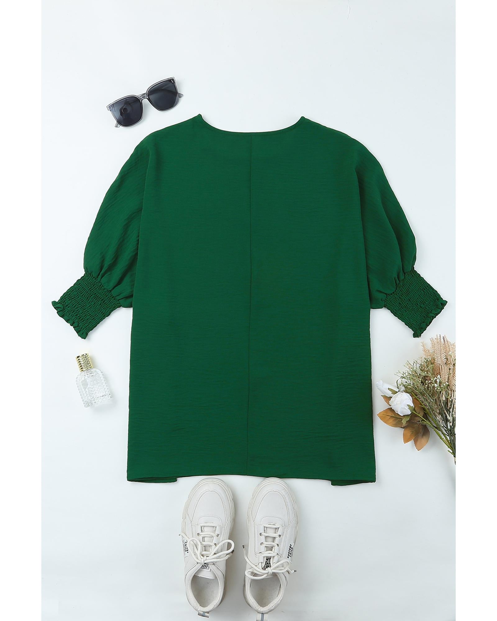 Azura Exchange Smocked Wrist Shift Top - S 3