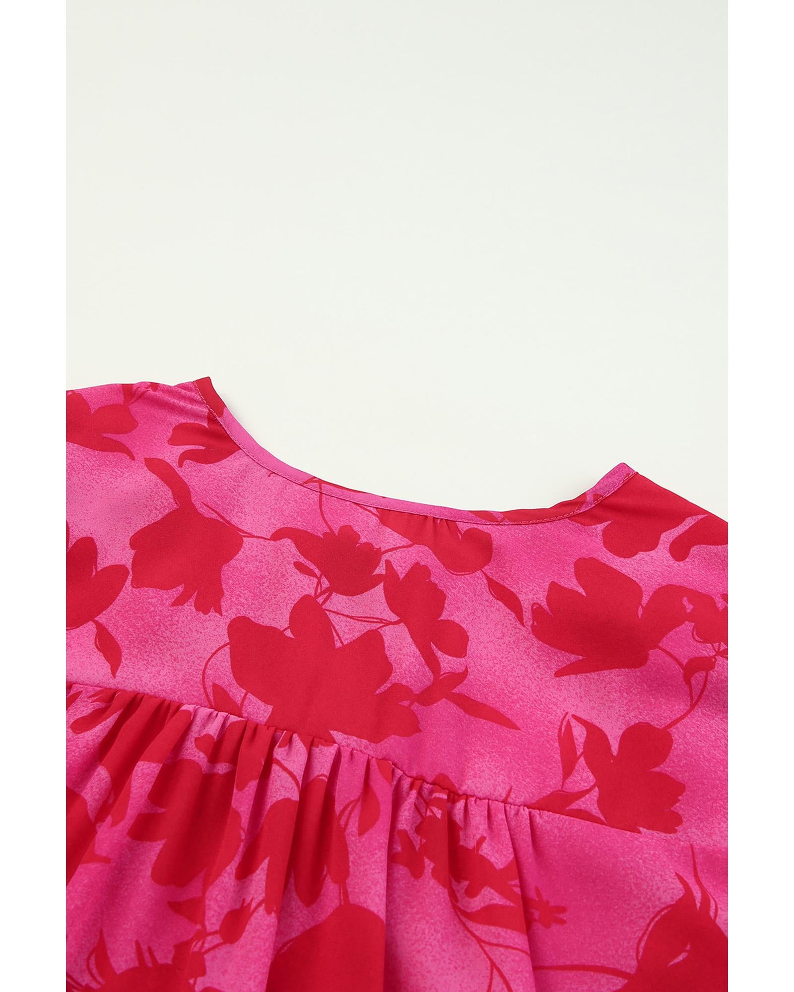 Azura Exchange Ruffled Floral Print Blouse - S 3