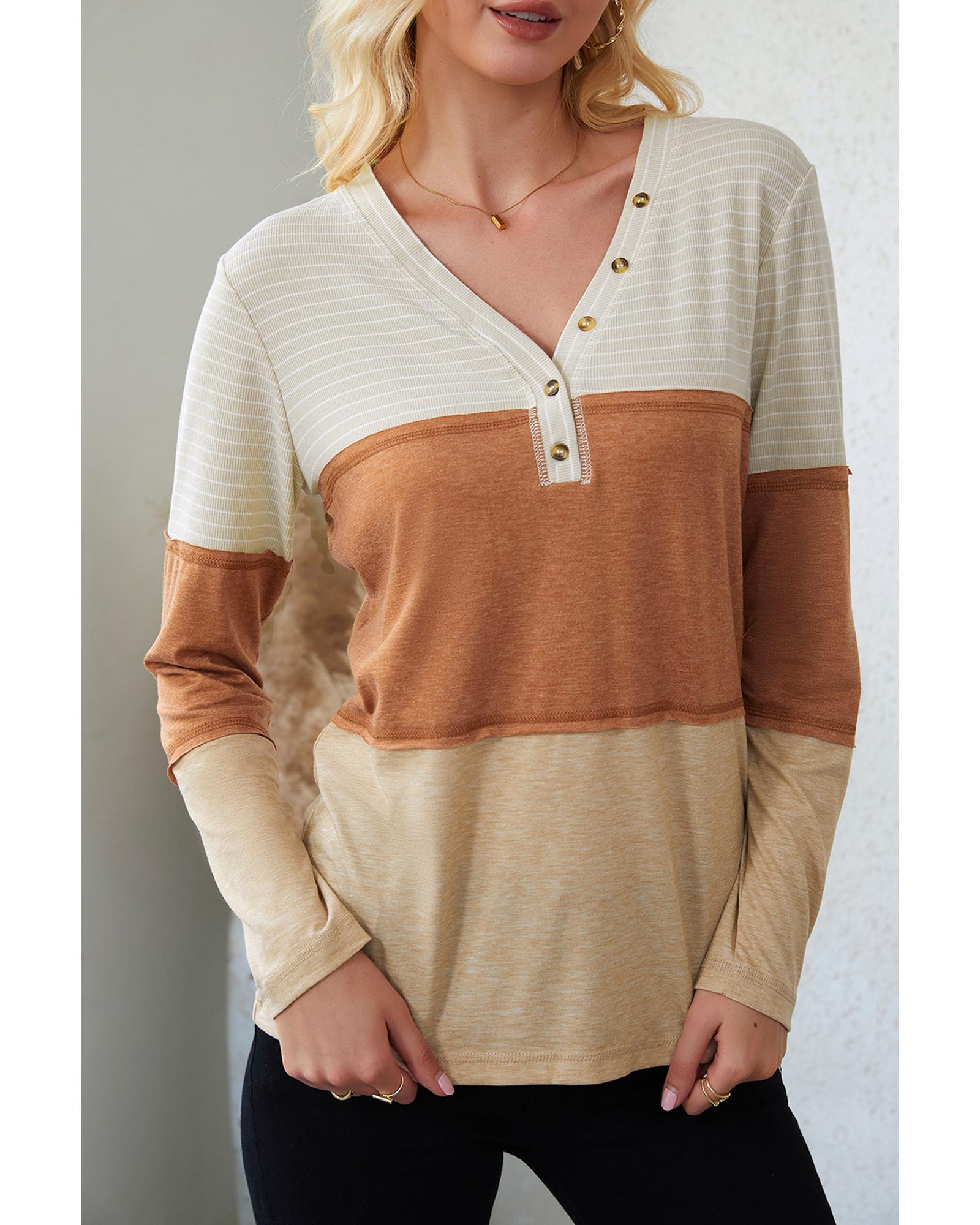 Azura Exchange Color Block Henley Top - 2XL 3