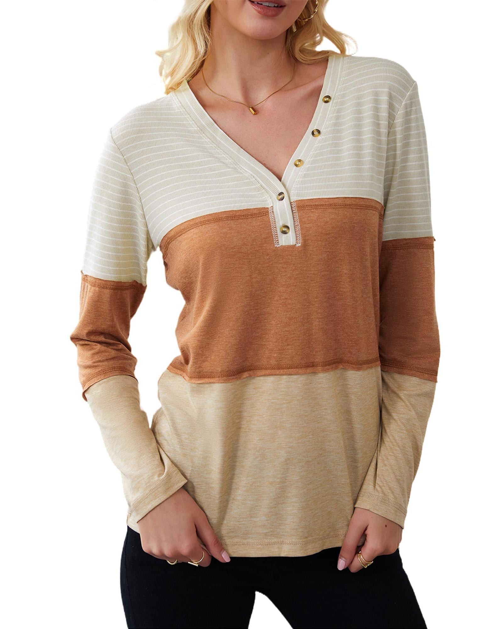 Azura Exchange Color Block Henley Top - 2XL 4
