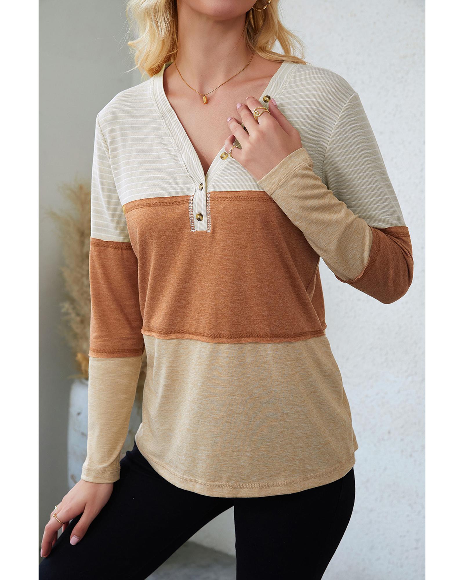 Azura Exchange Color Block Henley Top - 2XL 5