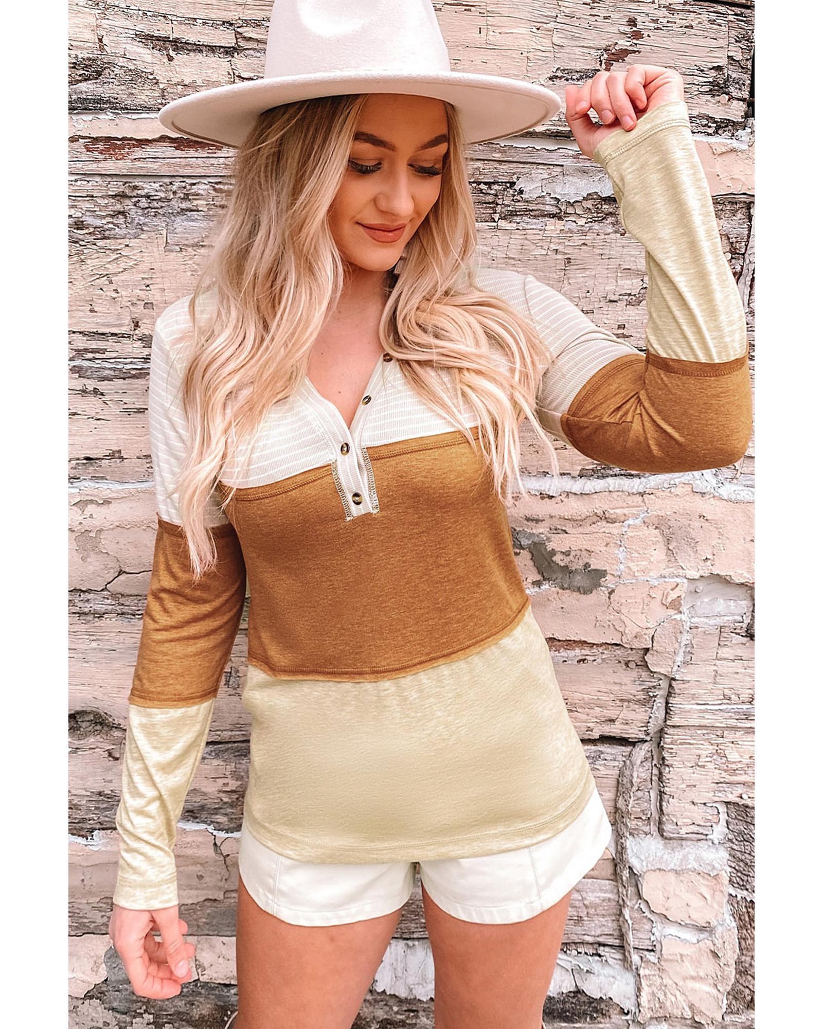 Azura Exchange Color Block Henley Top - 2XL 7