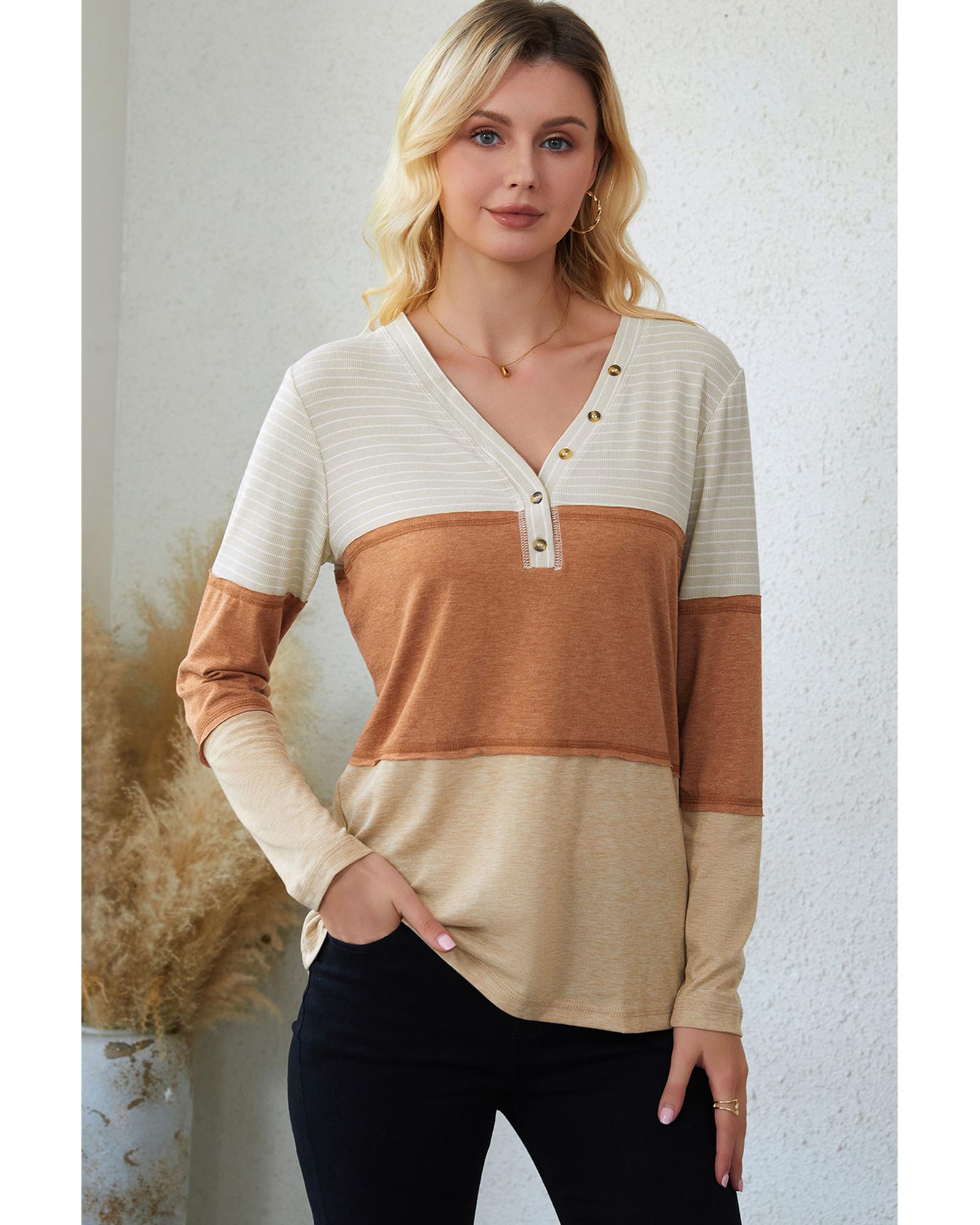 Azura Exchange Color Block Henley Top - 2XL 8