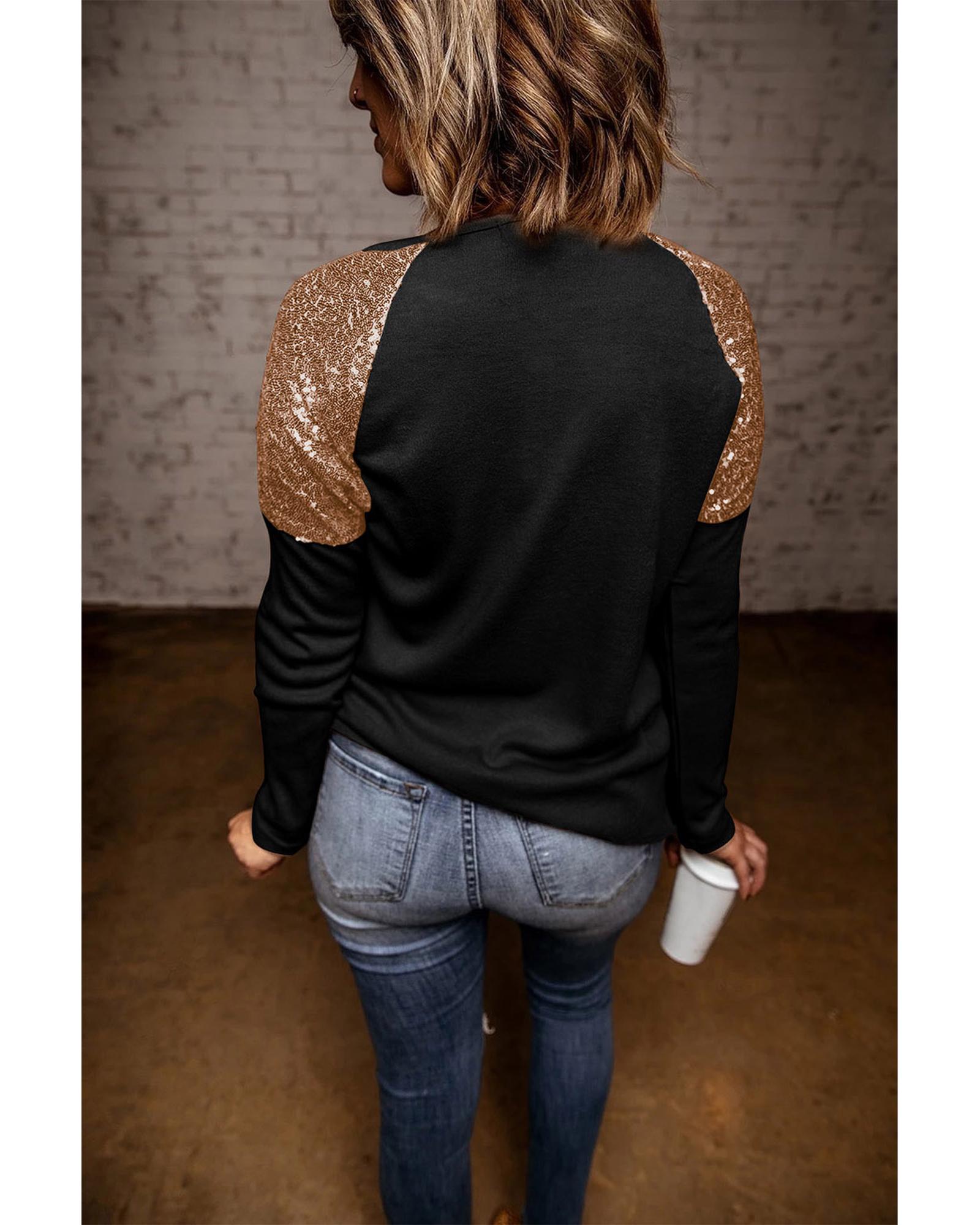 Azura Exchange Christmas Season Graphic Sequin Shoulder Top - S 3