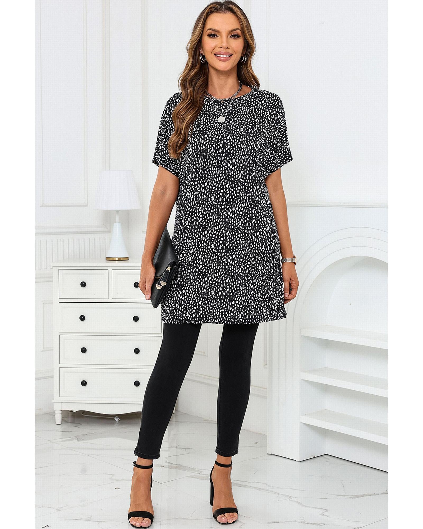 Azura Exchange Leopard Print Tunic Top - L