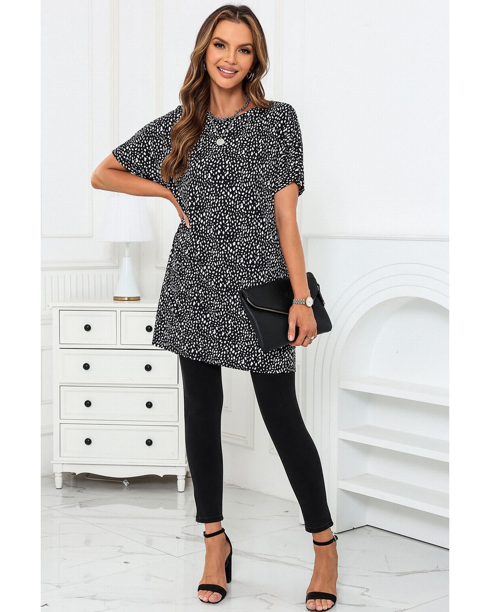 Azura Exchange Leopard Print Tunic Top - M