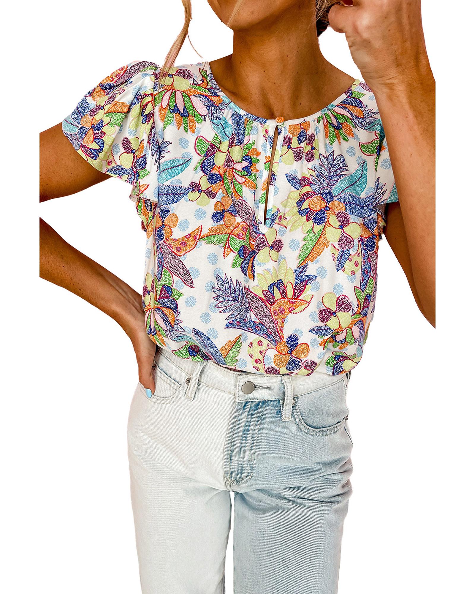 Azura Exchange Buttoned Ruffled Sleeve Blouse - L 4