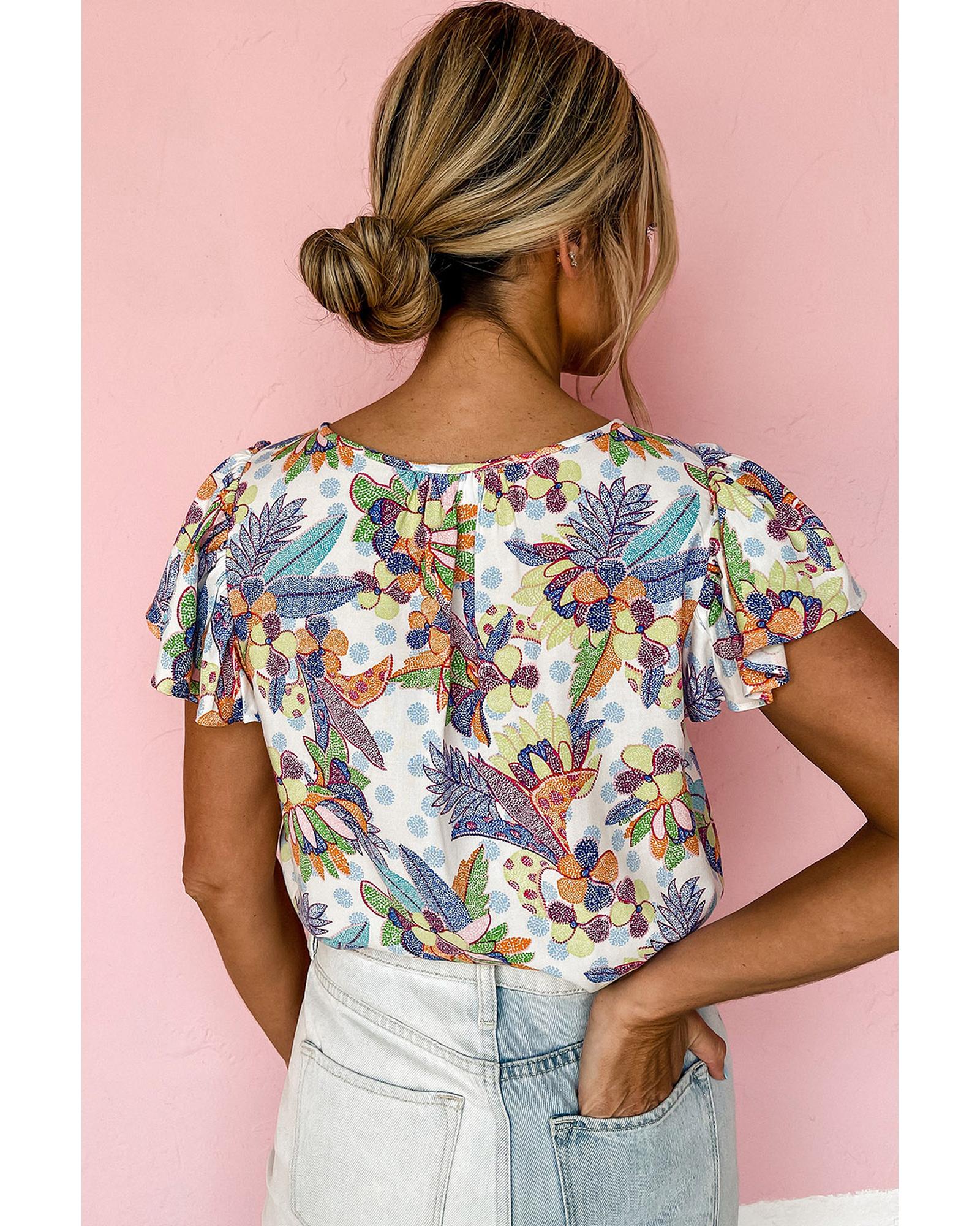 Azura Exchange Buttoned Ruffled Sleeve Blouse - L 6