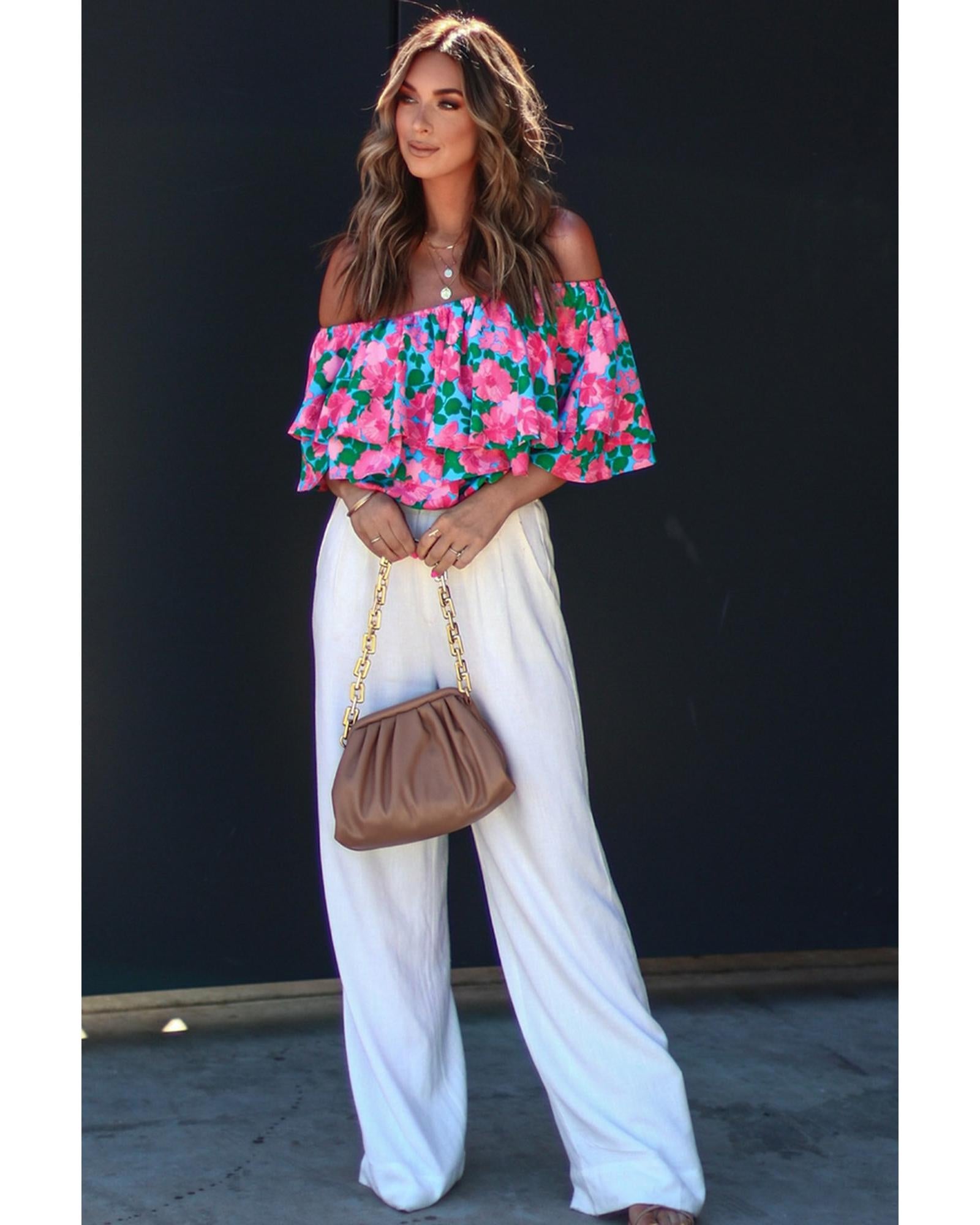 Azura Exchange Off-Shoulder Tiered Ruffle Blouse - S 6